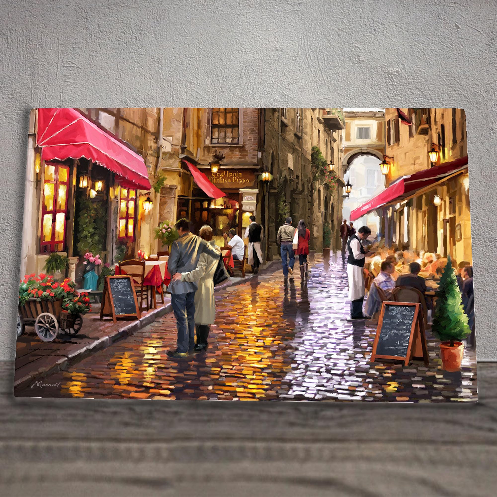 Global Designs Multilcoloured Tile Picture Romantic Stroll Paris Cafe Street Ceramic Plaque Sign Wall Art Macneil Studios 20X30cm
