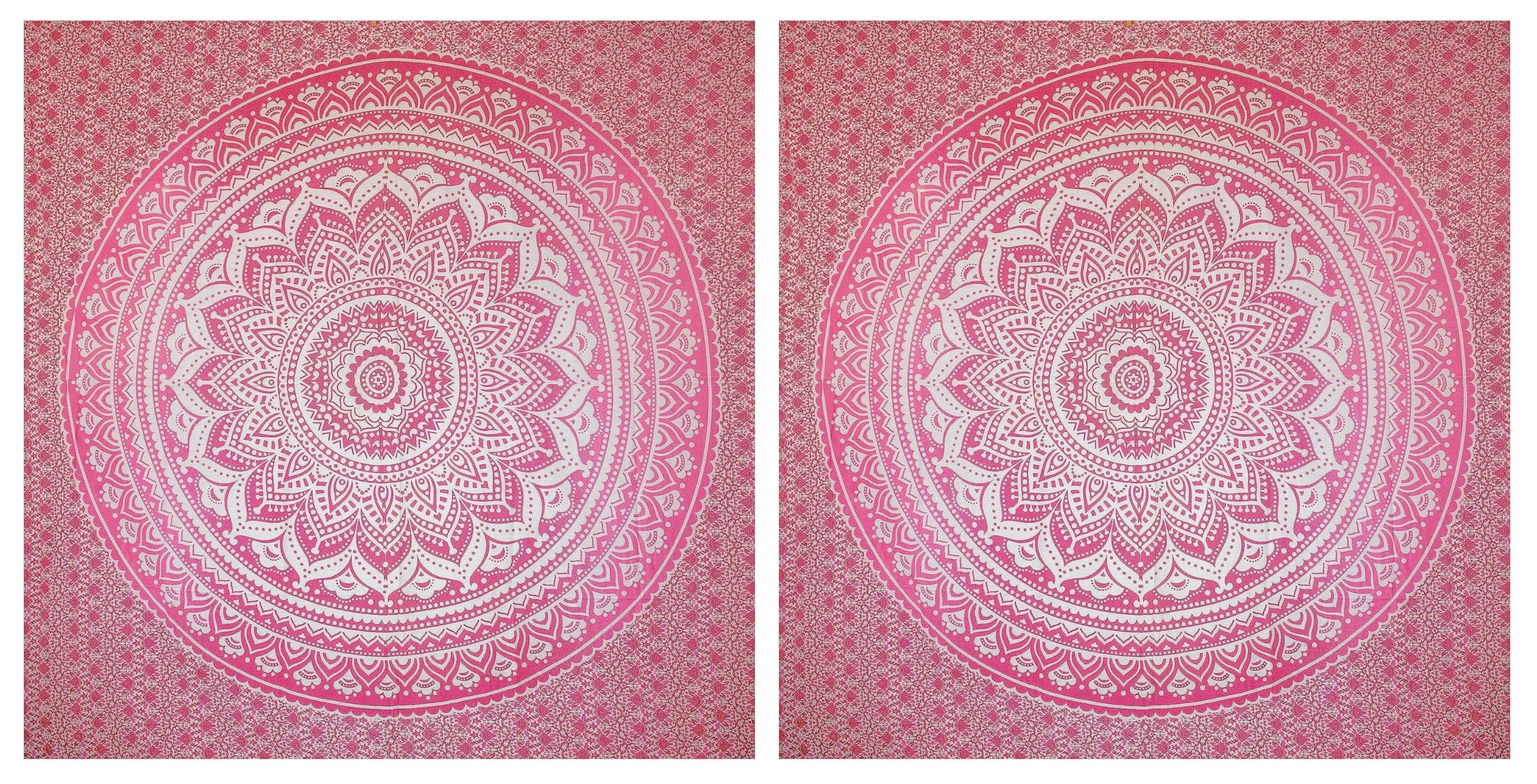 BRICOMIRAS Toalla de Playa Grande antiarena con diseños Mandala | Ideal como Manta, Pareo y Toalla Grande para la Playa o Piscina | Espaciosa y Repelente a la Arena (2X Rosa)