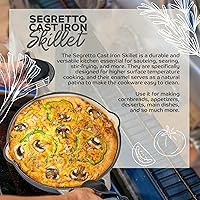 Vista 4 de Segretto Cookware Sartén de hierro fundido esmaltado, 10.25 pulgadas Bianco Perla (blanquecino) Sartén esmaltada, no requiere condimentos y sartén