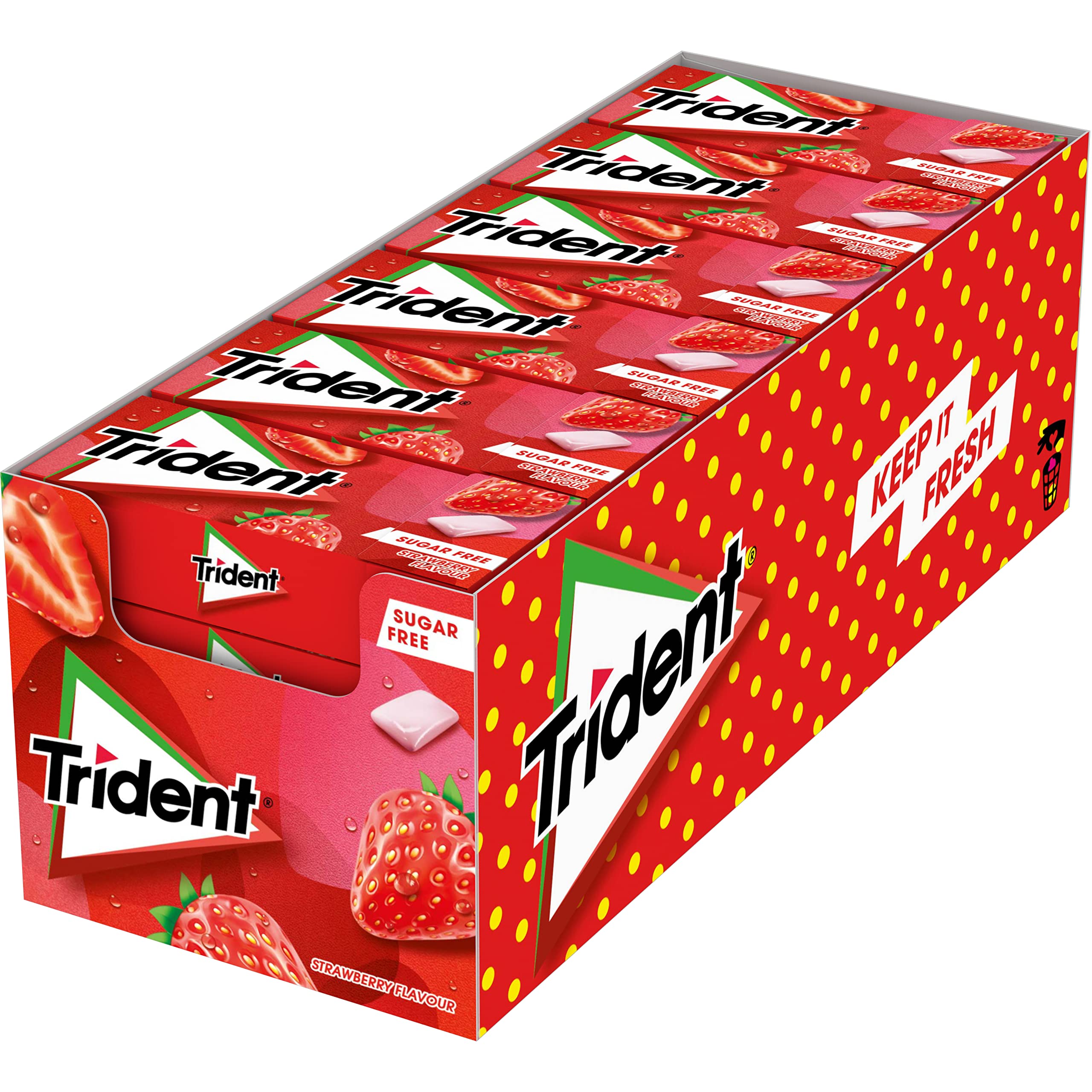 Trident Fresh Gragea Fresa Chicles sin Azúcar con Sabor a Fresa Paquete de 24 Envases de 14,5 g