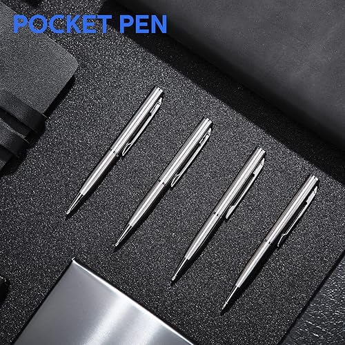 Miniatura 3 de Chinco Paquete de 24 bolígrafos pequeños de metal a granel de acero inoxidable con accesorios de cobre para bolsillos, cuadernos, bloc de notas