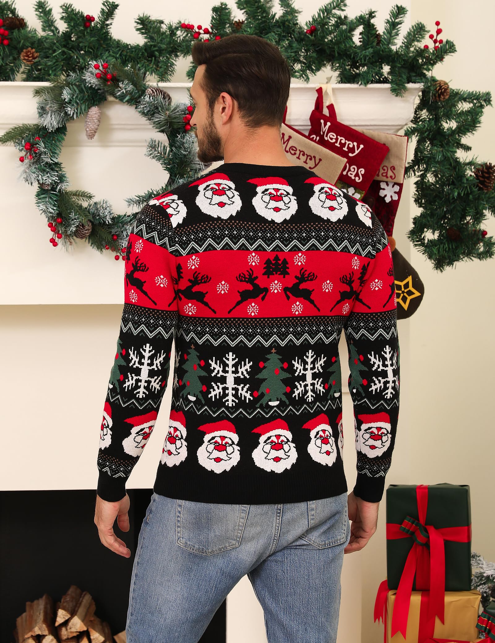 iClosam Maglione Natalizio Unisex Donna Uomo Invernale Stampare Cotone Ugly Sweater Pullover Maglieria Maglia Felpa Maglioni Sweatshirt Christmas Jumper