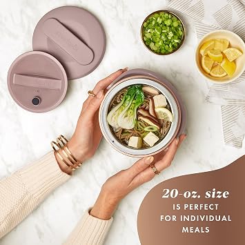 Crock-Pot 20oz Portable Electric Food Warmer, Personal Lunch Box Keeps Food Spill-Free & Warm, Ideal for Travel, Work, School, Car, On-the-Go, Dishwasher-Safe, Giftable, Blush Pink
