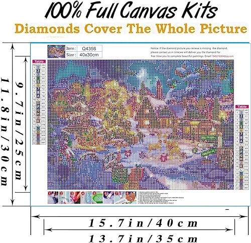 Miniatura 2 de Kit de pintura artística de diamantes de noche de Navidad, kit de arte de diamantes de árbol de Navidad para adultos, pintura 5D de luna de invierno