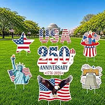Nuberlic 250th Anniversary America Yard Signs 9pcs 4th of July Patriotic USA Garden Signs with Stakes 250 Years of Freedom Eagle 1776-2026 250th Birthday Celebration Welcome Signs for Patio Walk, Lawn, Garden, Yard, Parade