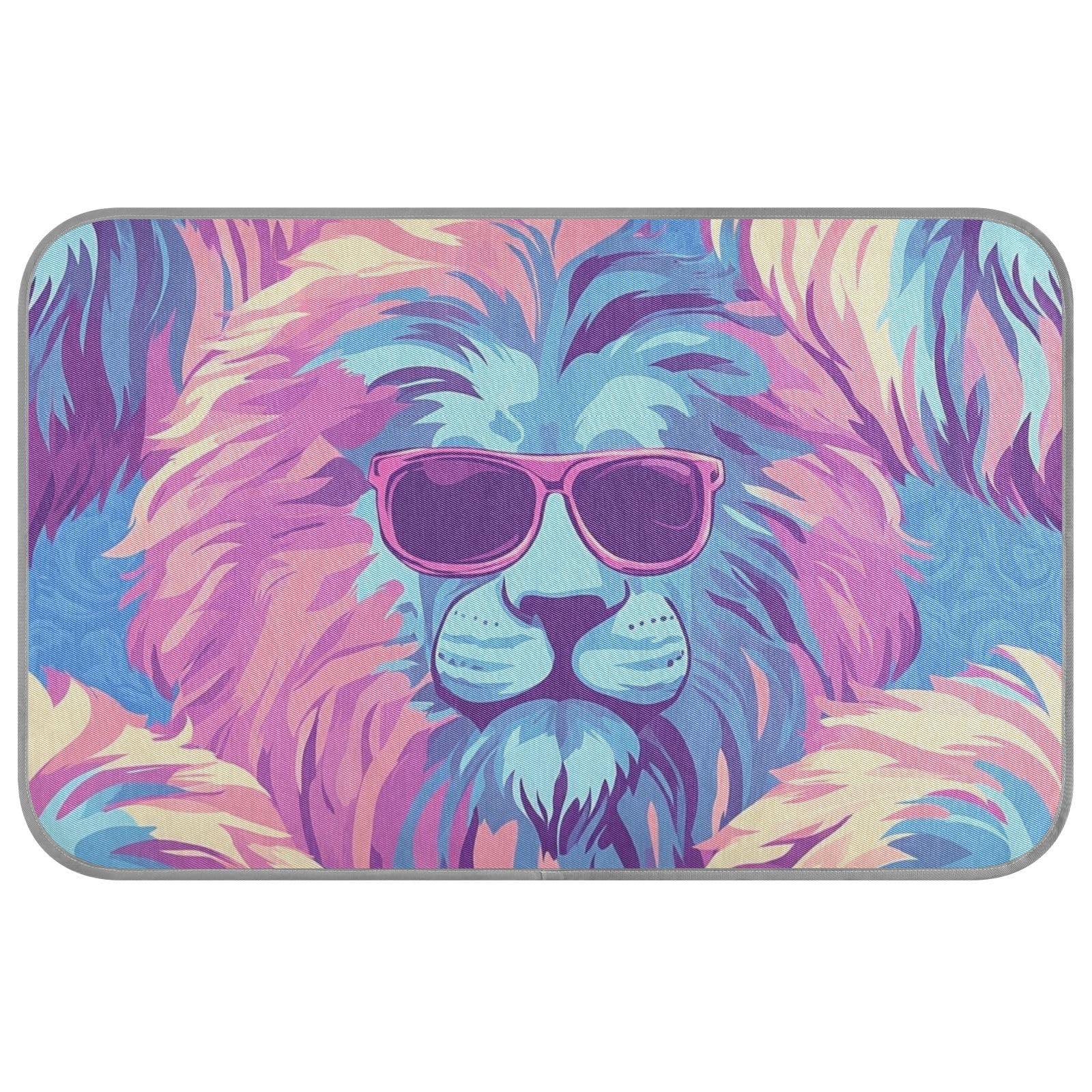 EtherSpher Cool Blue Purple Lion Summer Outdoor Cooling mat Self Cooling cat beds for Indoor for Dogs Outside cat Mantas frías para Perros M