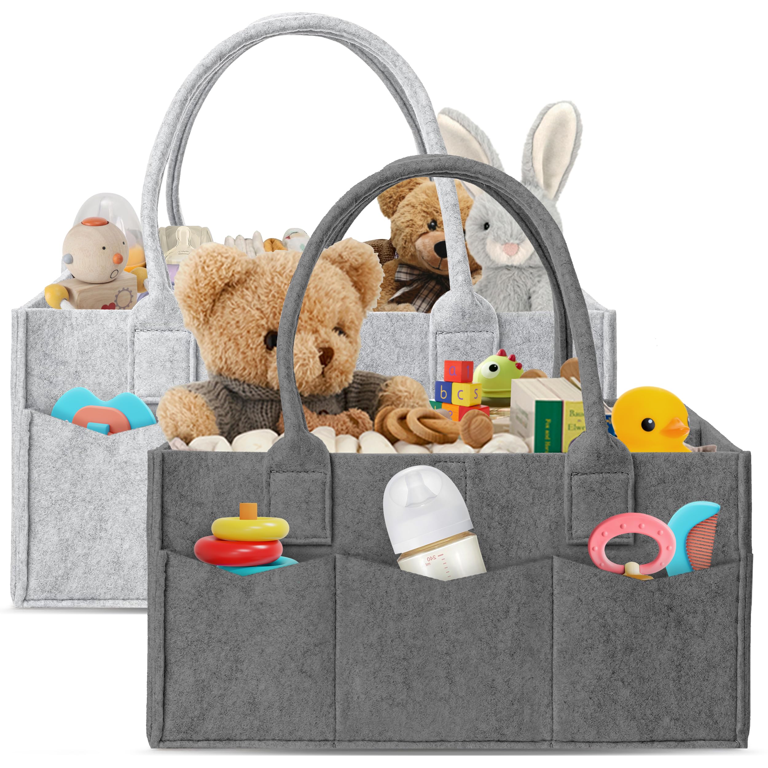 HIPHOP PANDA 2-Pack Diaper Caddy Organizer - Nursery Storage Bin Car Organizer for Diapers Wipes and Baby Essentials