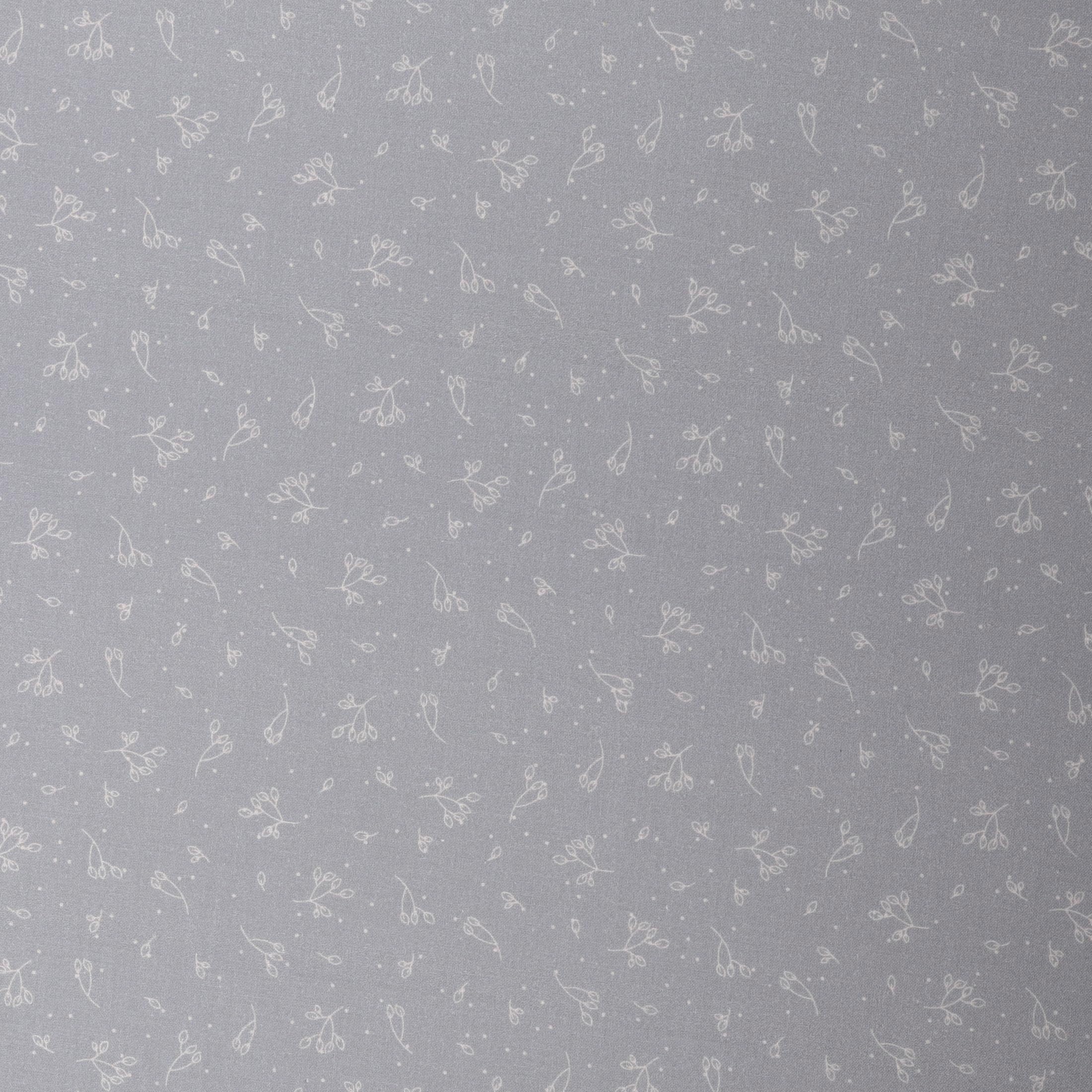 Mook Fabrics Cotton Blenders Leafy Dot, Grey Cut by The Yard
