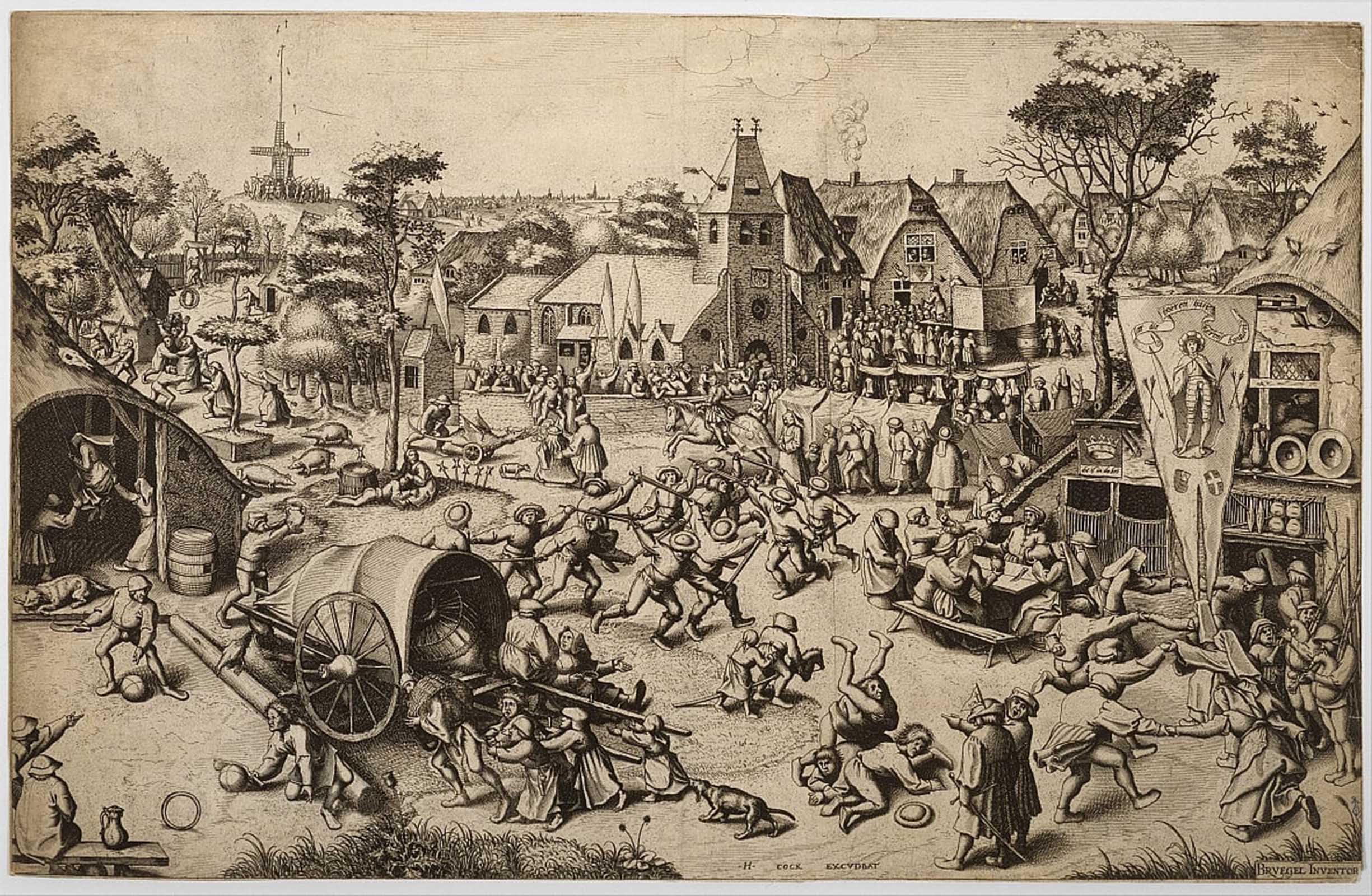 SERENDIPITP Abstract Painting Mural Print Picture Wall Decor Painting the Fair of Saint George's Day by Pieter Bruegel the Elder Vintage Wall Artwork for Home Decor 60x90cm