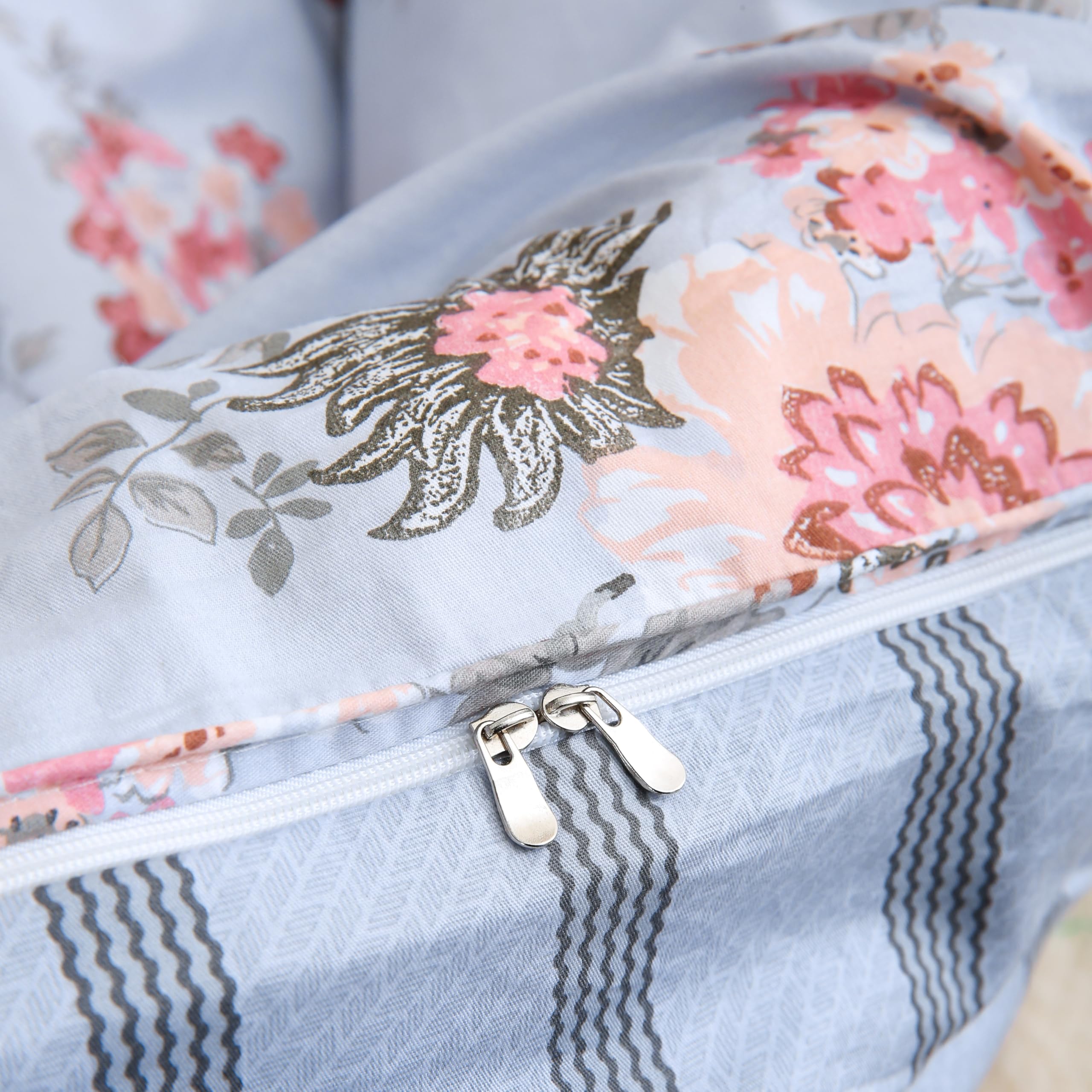USTIDE Blue Floral Branch Bedding Set 3-Piece Super Soft Cotton Bedding Reversible Rustic Shabby Duvet Cover Set King Size - Image 4