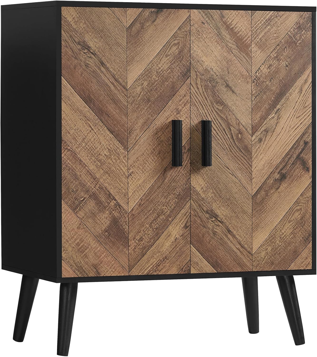 Storage Cabinet with Adjustable Shelf & Doors, Sideboard Buffet Cabinet with Storage, Entryway Cabinet, Accent Cabinet for Dining Room, Living Room, Entryway, Black Black, Mid-century