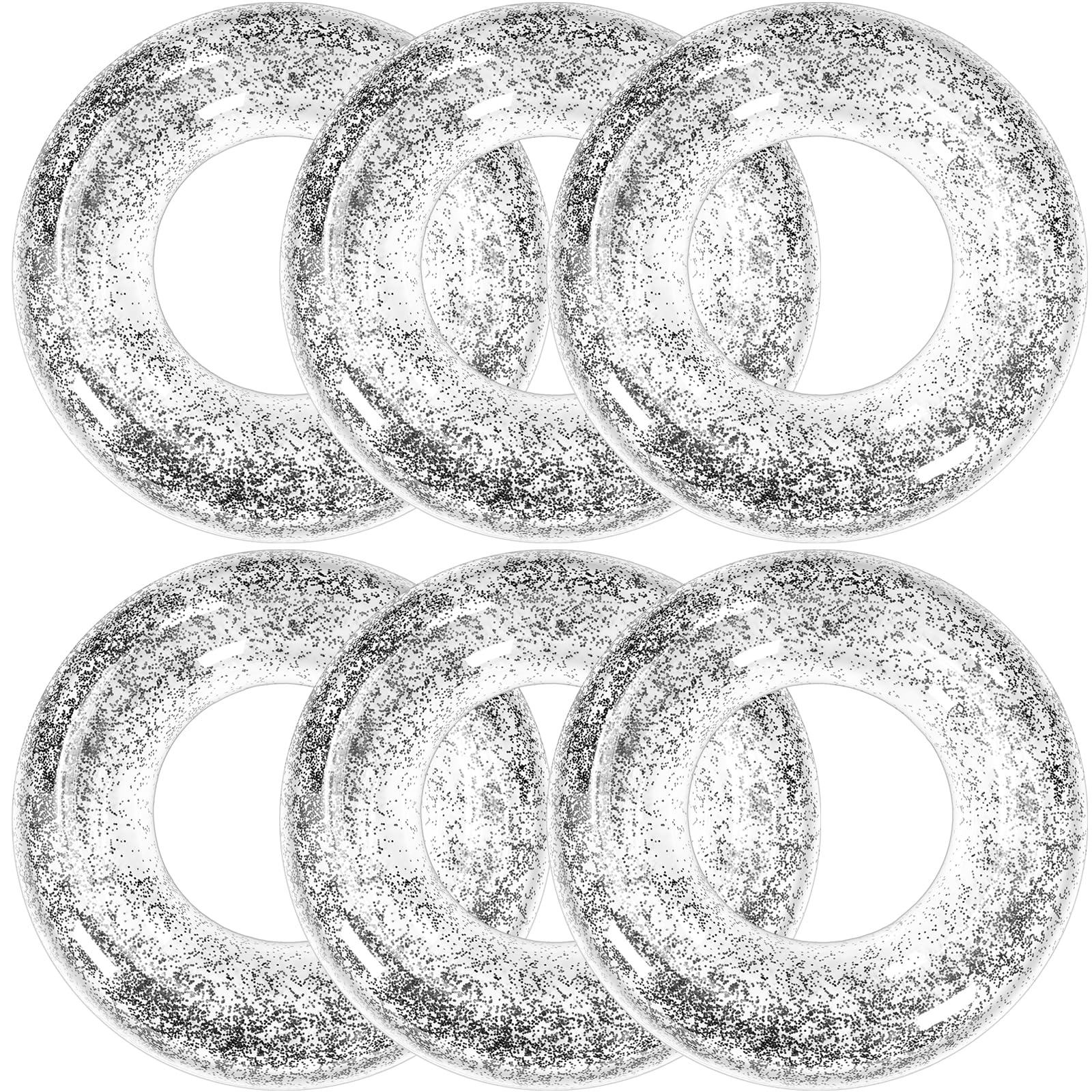 Jexine 6 Pcs Black Glitter Inflatable Pool Float Tube 30 Inch