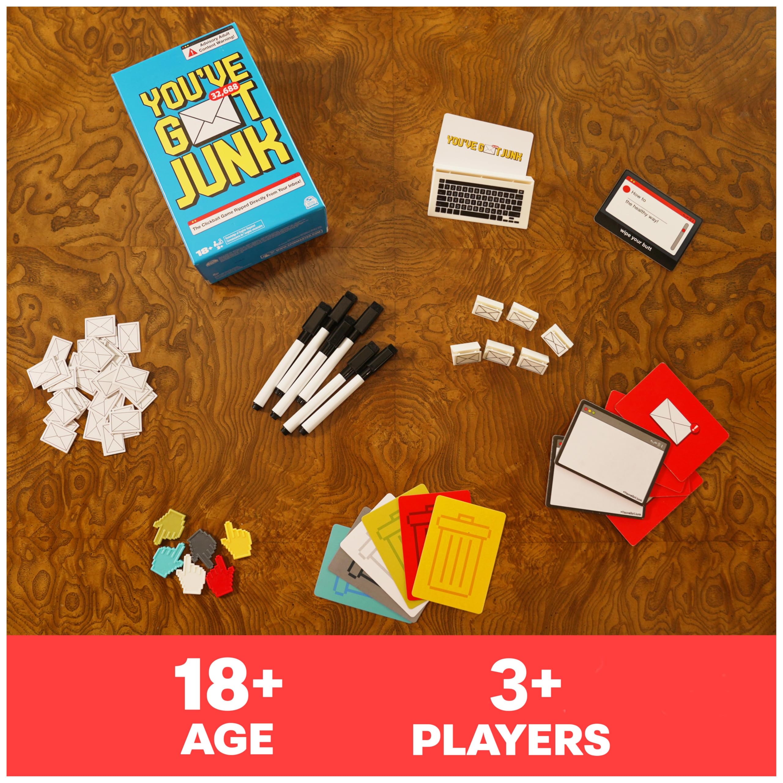 Spin Master Games, You’ve Got Junk - The Hilarious Spam-Filled Party Game, Adult Email Subject Line Cards for Friendsgiving, Happy Hour, Bachelorette Party, Adults, 3-10 Players, for Ages 18 & Up