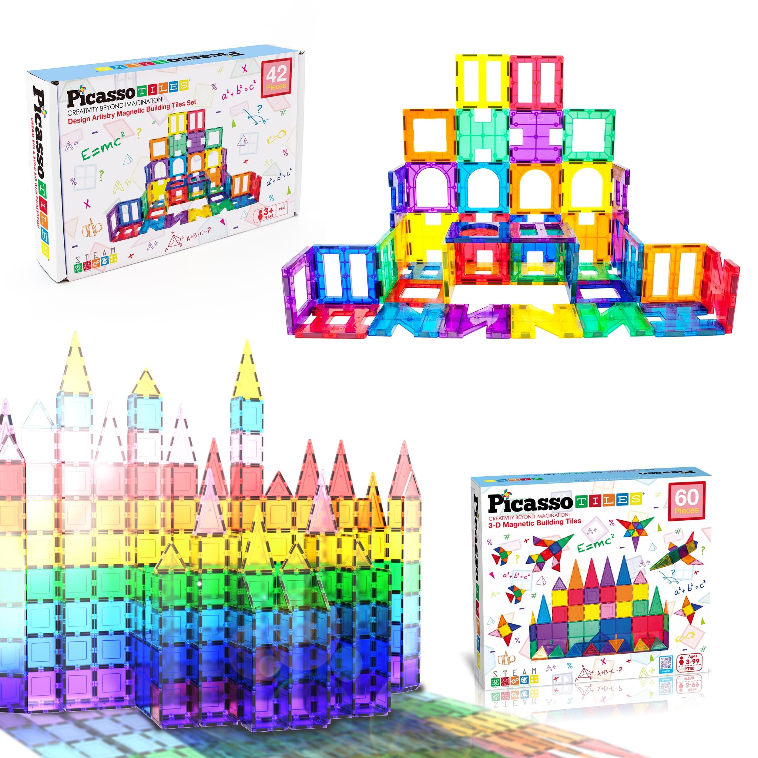 Amazon.com: PicassoTiles 60PC Magnet Tiles + 42PC Clip-in Windows