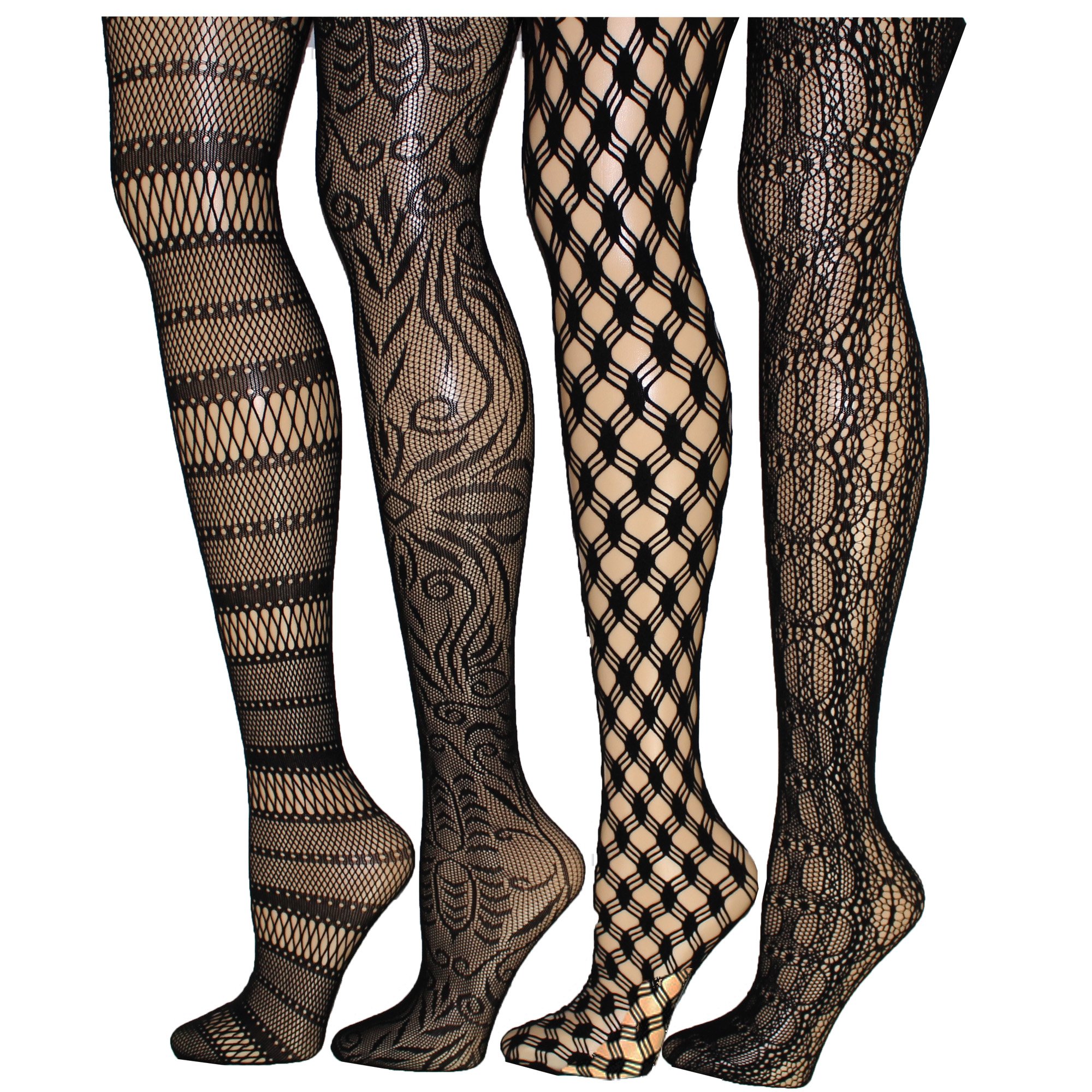 Frenchic4 Pack Sexy Fishnet Stocking Tights Hosiery For Women Extended Sizes