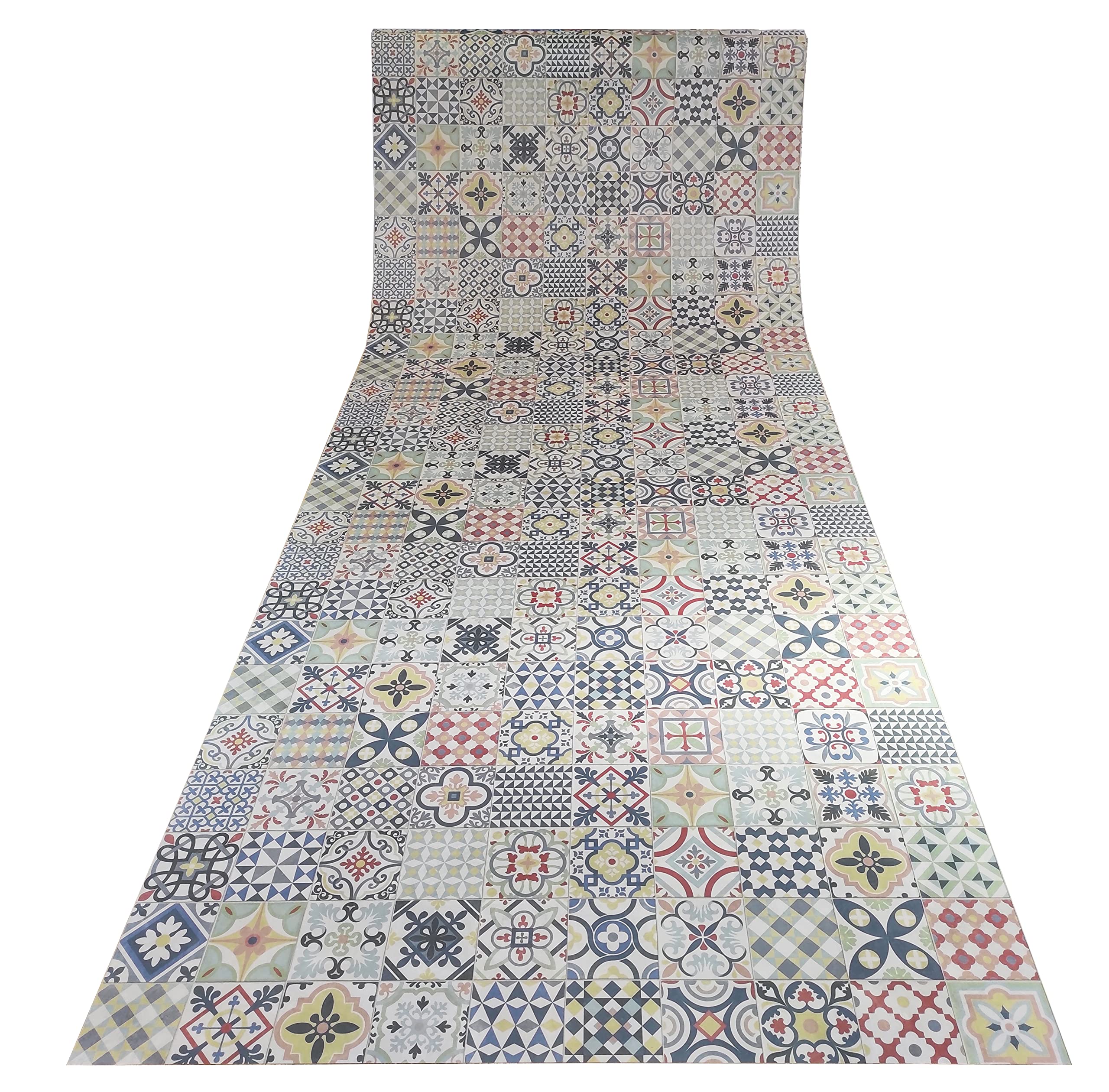 Tadi & Imperio1979 Tapis en Vinyle hydraulique Multicolore pour Cuisine, Couloir, Toilettes, Chambres avec Envers PVC antidérapant.