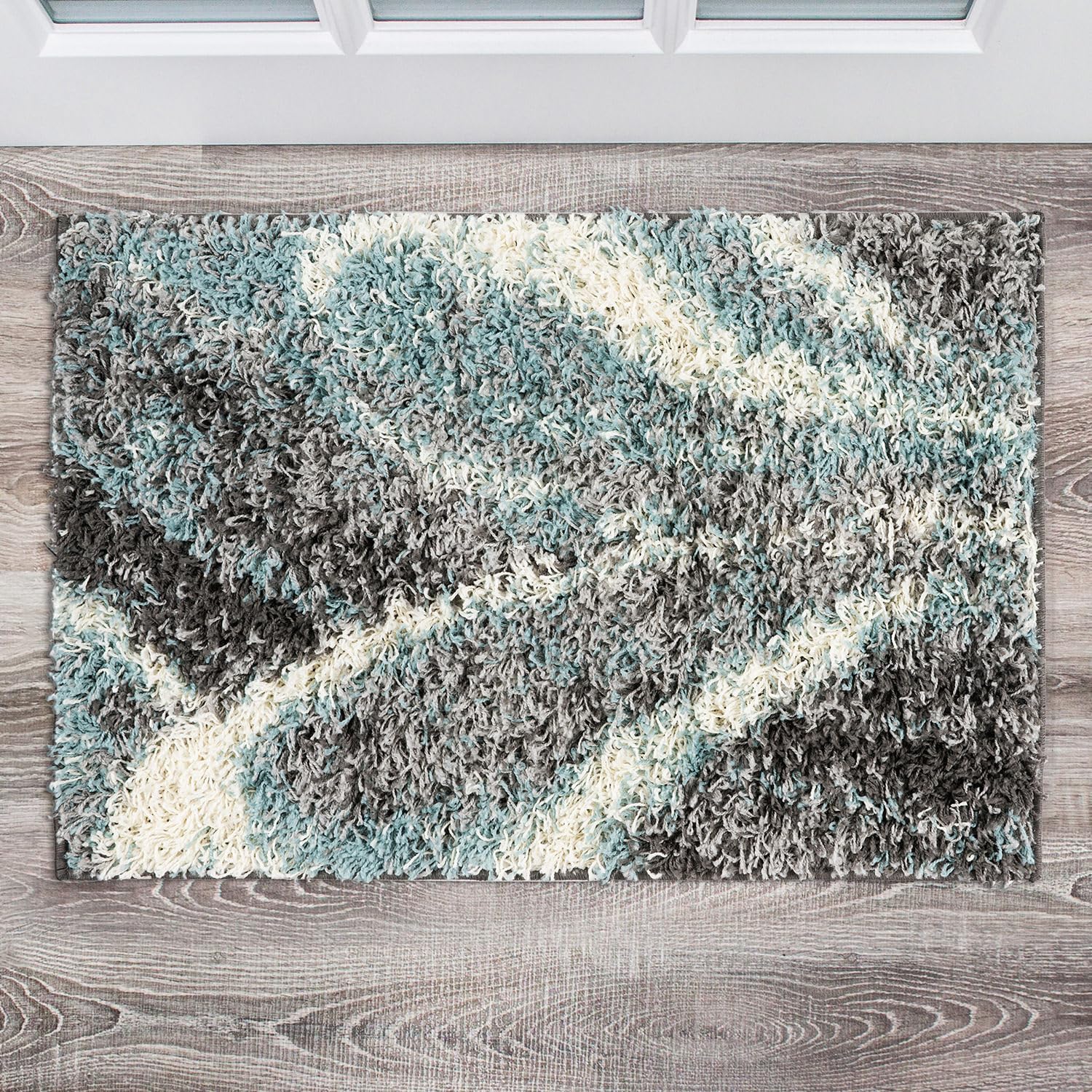 Rugshop Blue Contemporary Cozy Plush Shag Area Rug — Non-Shedding Soft for Hallway, Entryway and Bedroom, 2' x 7'