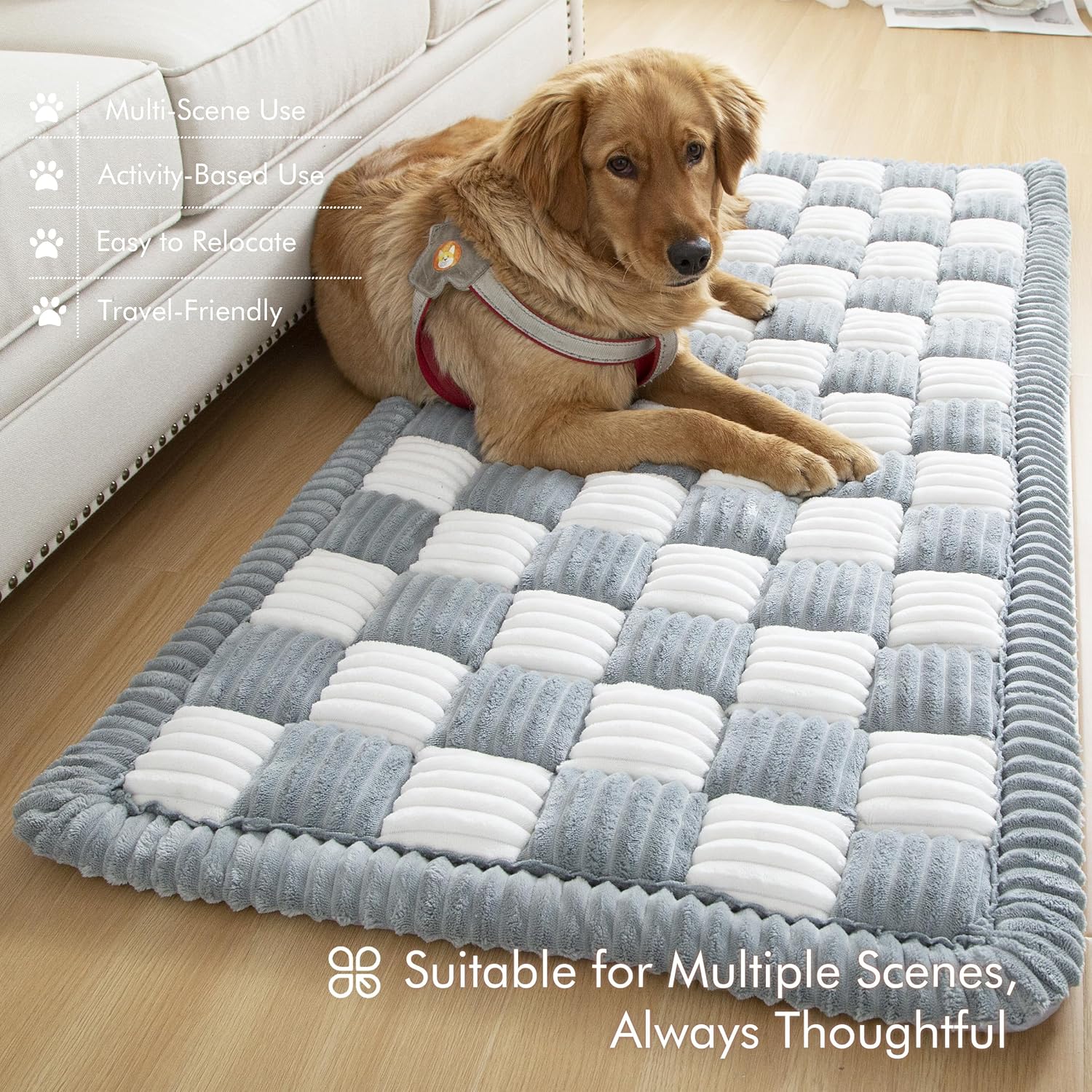 Couch Cover for Sofa, Sectional Couch Cover for Dogs, Sofa Cover Washable, Cushion Cover Blanket Pad Bed Mat for Pets, Fleece Furniture Protector, Grey, 27.6x82.7in