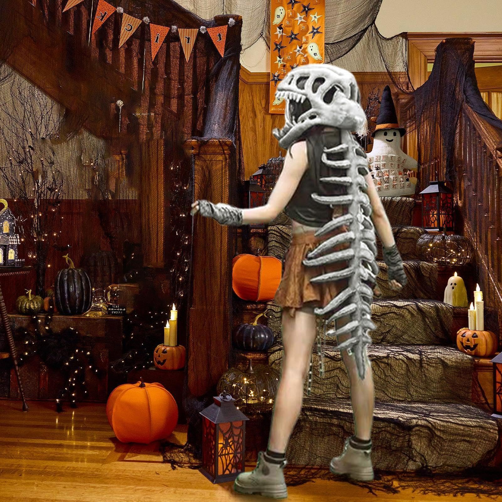 Pluszowy Kostium Szkielet Dinozaura Realistyczne Zabawki Ubieralne | Halloweenowe Przebranie Czapka Ubrania Dla Kobiet Mężczyzn Dziewcząt Chłopców Karnawał Impreza Święto Scena