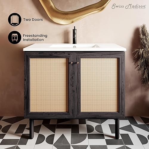 Vista 482 de Swiss Madison Classe - Lavabo de baño de roble de 24 pulgadas incluido