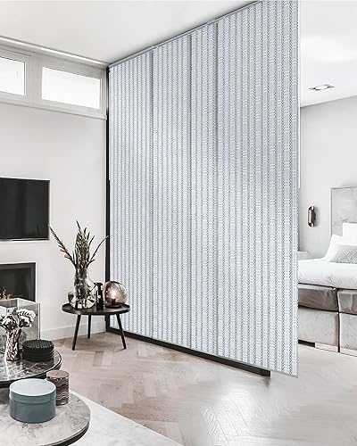 Miniatura 18 de GoDear Design cortina de panel deslizante ajustable de lujo sheer 45.8"- 86" de ancho x 96" de alto, riel extensible, tela tejida natural que