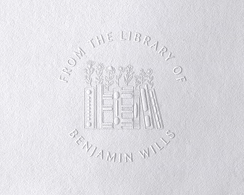 Miniatura 1 de Sello de libro personalizado en relieve - de The Library of -  Sello de estampado de libro  Grabado personalizado  Estampado de libros  Sello