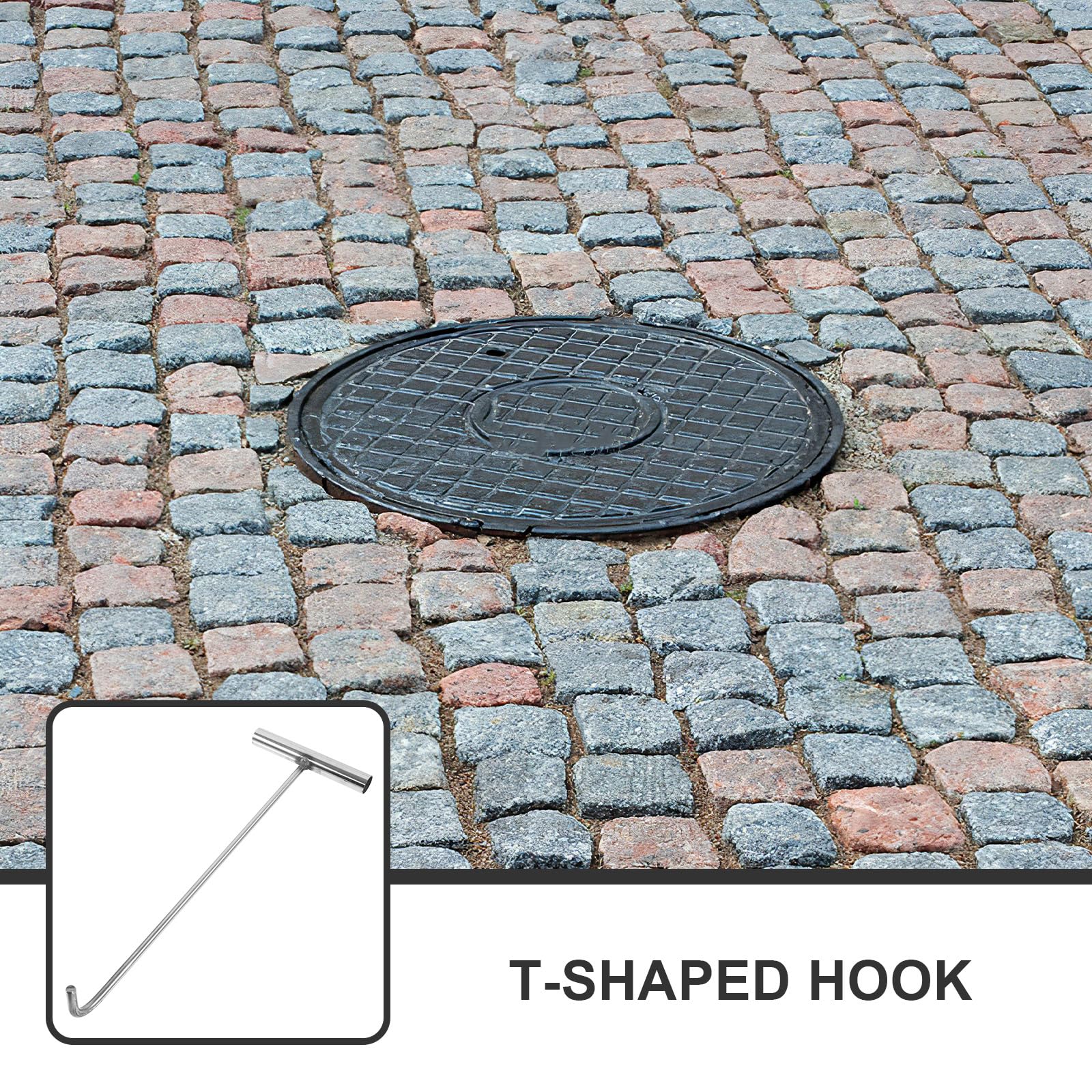 Manhole Cover Hook - Stainless Steel Lifting Tool -9