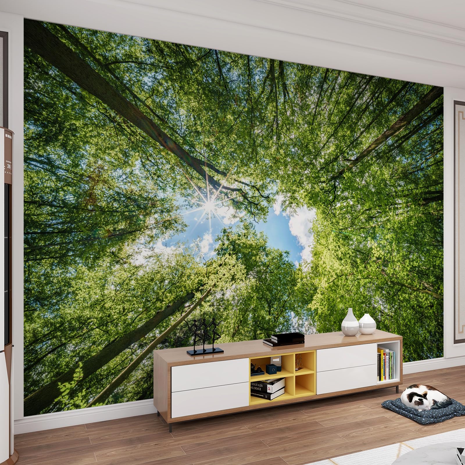 Peintures murales Forêt ensoleillée en texture douce de qualité supérieure pour grand salon