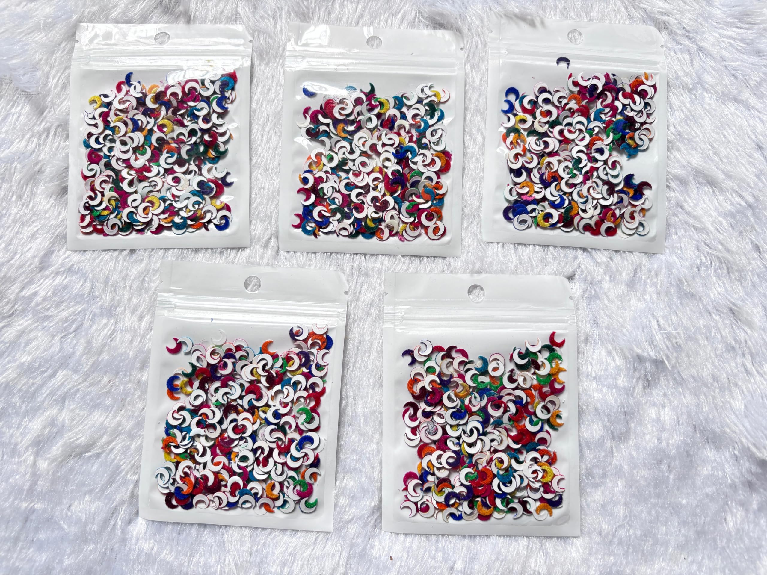 Multi Half Moon Shape Small Size Height 5mm x Width 6mm Forehead Bindi for Girls Women Ladies - Velvet Bindi | Chandrakor | Crescent | Chand | Combo Pack 5.-image-21