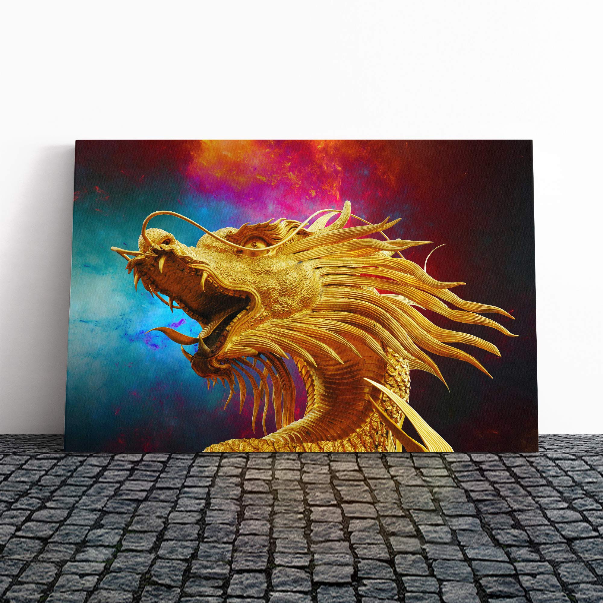 Oriental Dragon Canvas Print | Gallery Wrapped 30mm Frame Wall Art | 30x20 inches | Ready to Hang | Modern Animal Picture | Living Room Bedroom Lounge Office