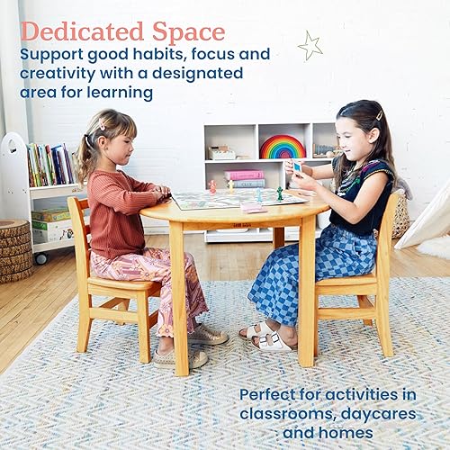 Miniatura 4 de Ecr4kids - Mesa de trabajo para niños, de madera maciza, para sala de juegos, guardería, preescolar, acabado natural
