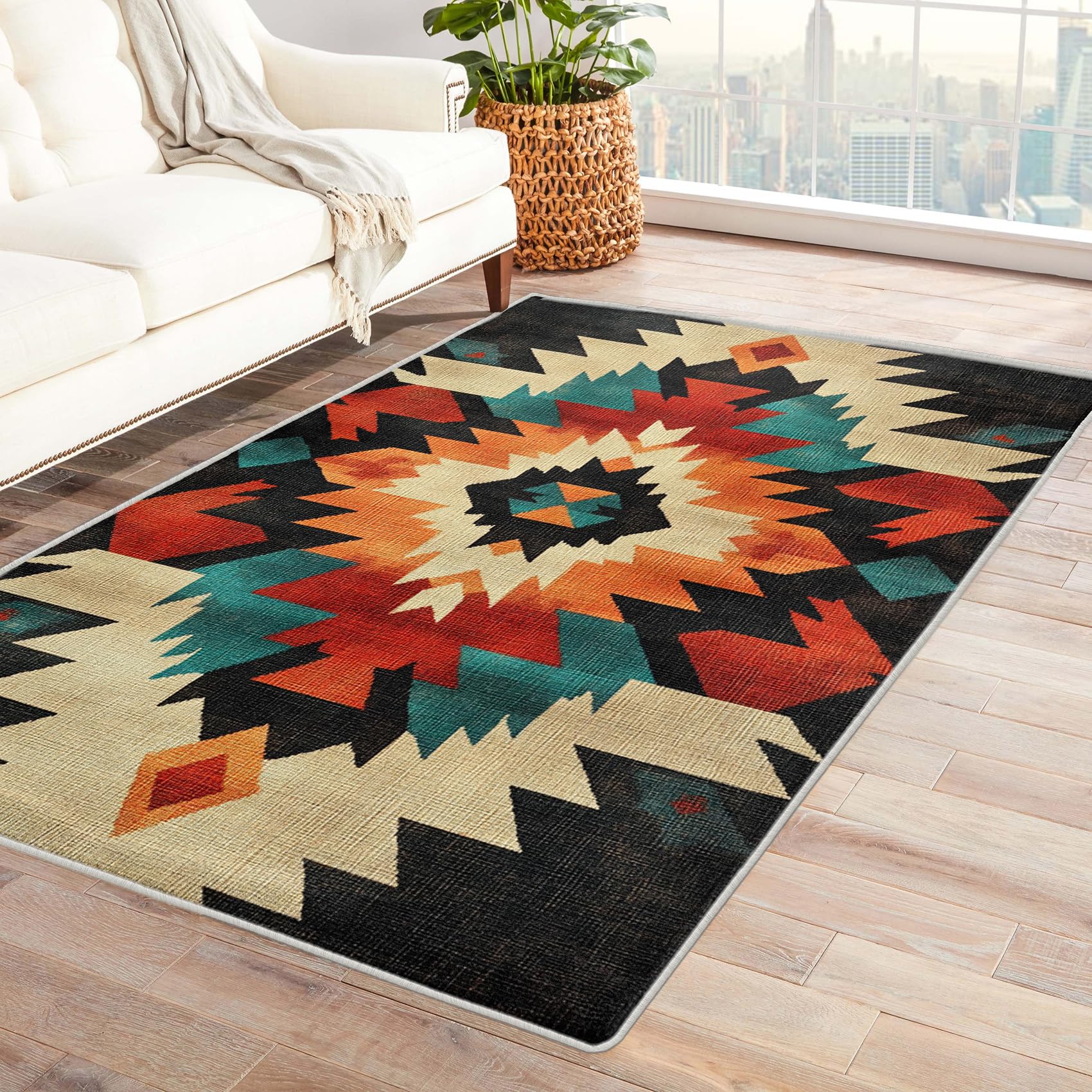 MMYAOKEN Aztec Rug 8x10-5x7 Rug - Aztec Home Decor & Room Decor - Southwestern Native American Area Rug - Ethnic Tribal Rugs for Living Room Bedroom -