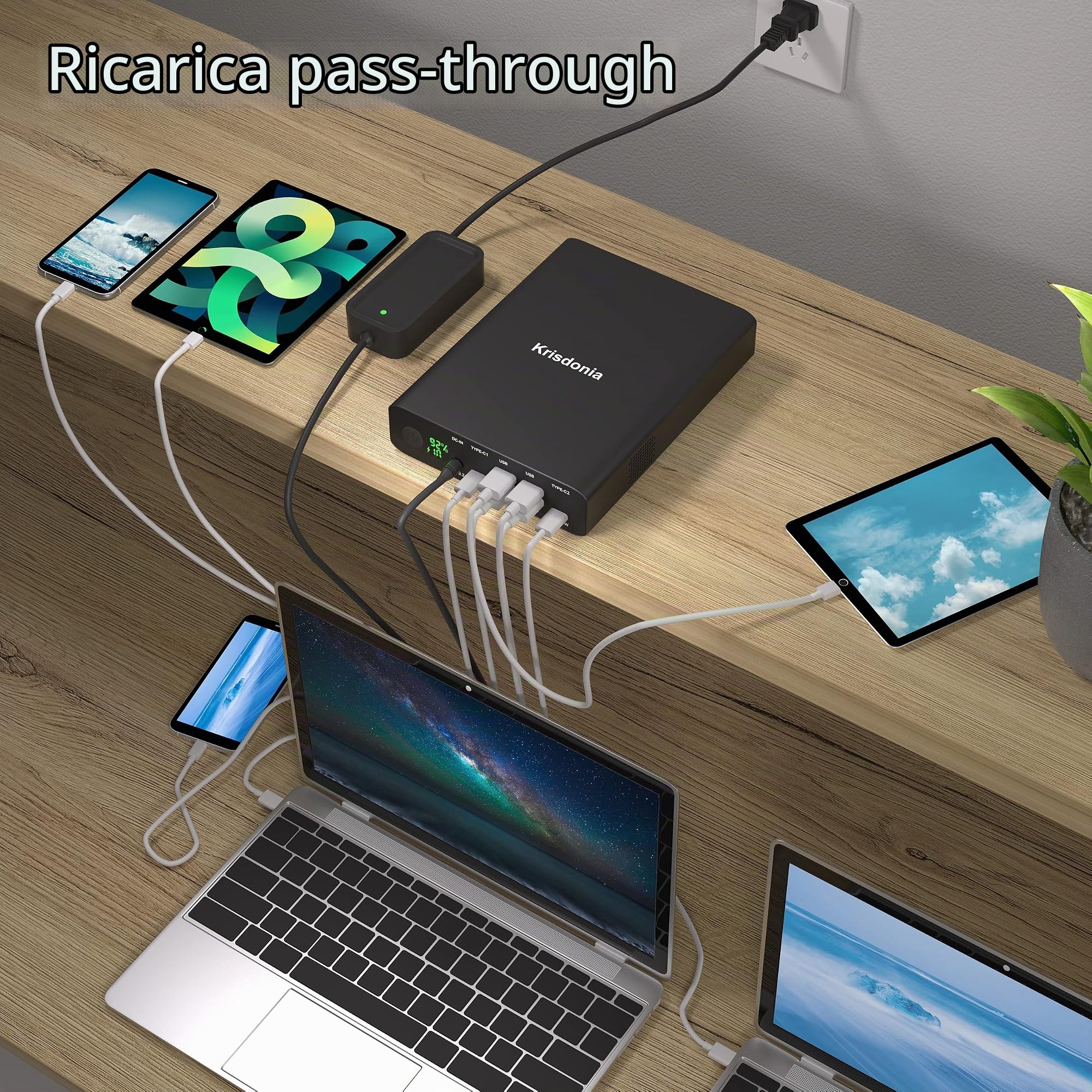 Powerbank 64000mAh, Caricabatterie Portatile con Dual USB C PD (100W & 65W) e 4 USB-A (QC3.0 18W), Batteria Esterna Carica Rapida per iPhone 12, MacBook Pro, Laptops, Tablets, Smartphones