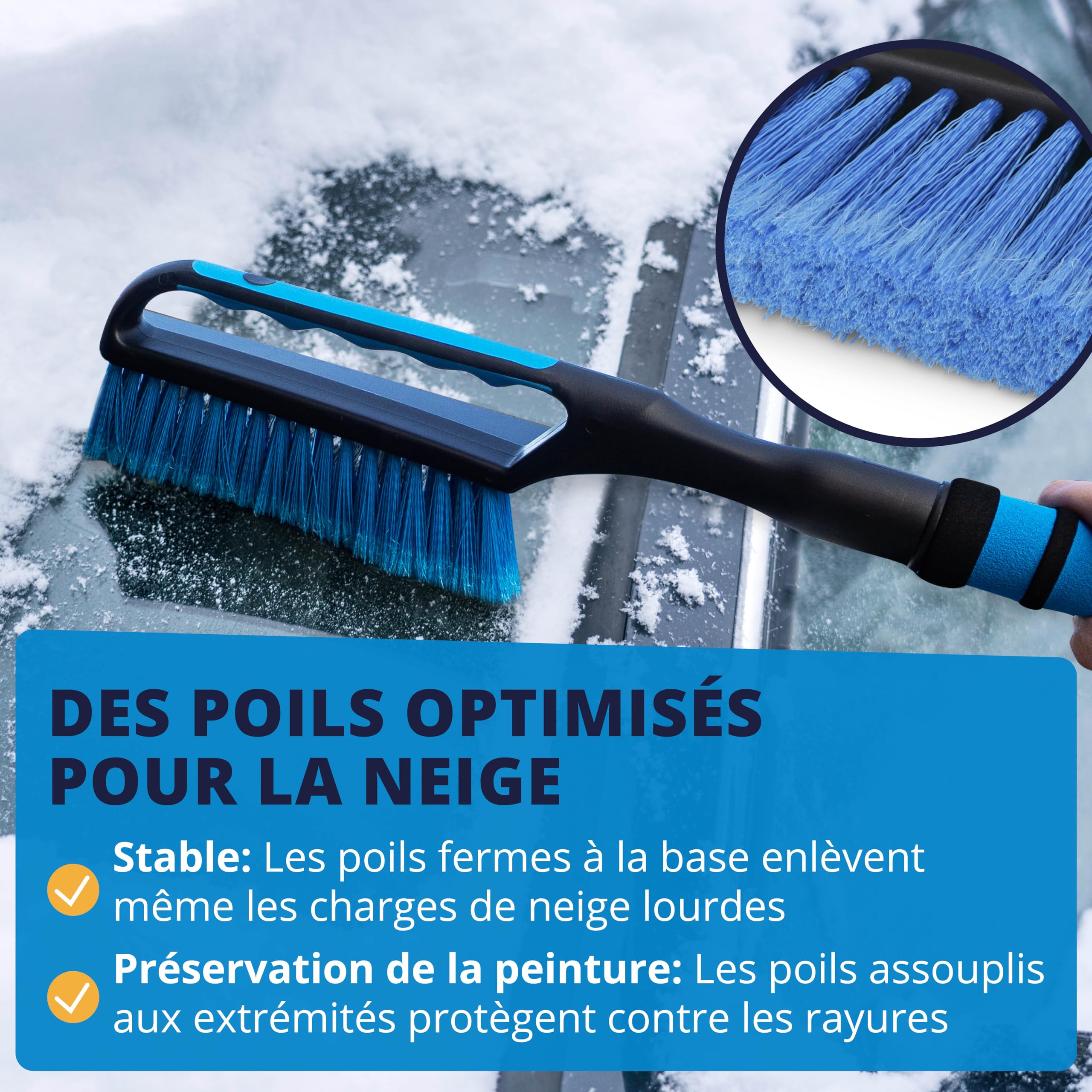 LICARGO Grattoir à Glace avec Balai - Grande Lame et Poils Doux pour la carrosserie - 67 cm de Longueur avec Une poignée antidérapante et Isolante - Grattoir à Pare-Brise Robuste et Balai à Neige