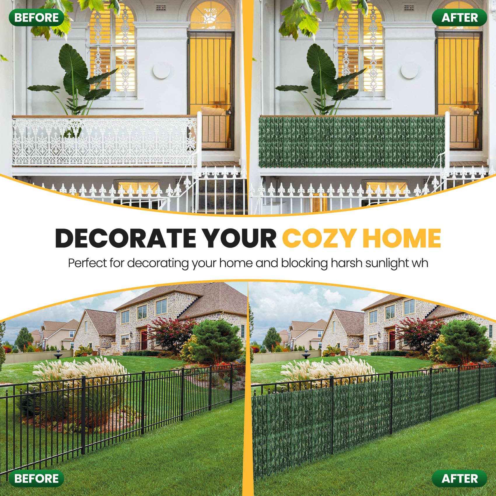 Artificial Ivy Privacy Fence Screen, 5m x 1m Garden Screening UV Protected Hedge Roll Screen, Faux Vine Leaf Decoration for Outdoor Garden Wall Free 50 Green Nylon Ties (39.37 * 196.85 inch Artificial Ivy Privacy Fence Screen, 5m x 1m Garden Screening UV Protected Hedge Roll Screen, Faux Vine Leaf Decoration for Outdoor Garden Wall Free 50 Green Nylon Ties (39.37 * 196.85 inch