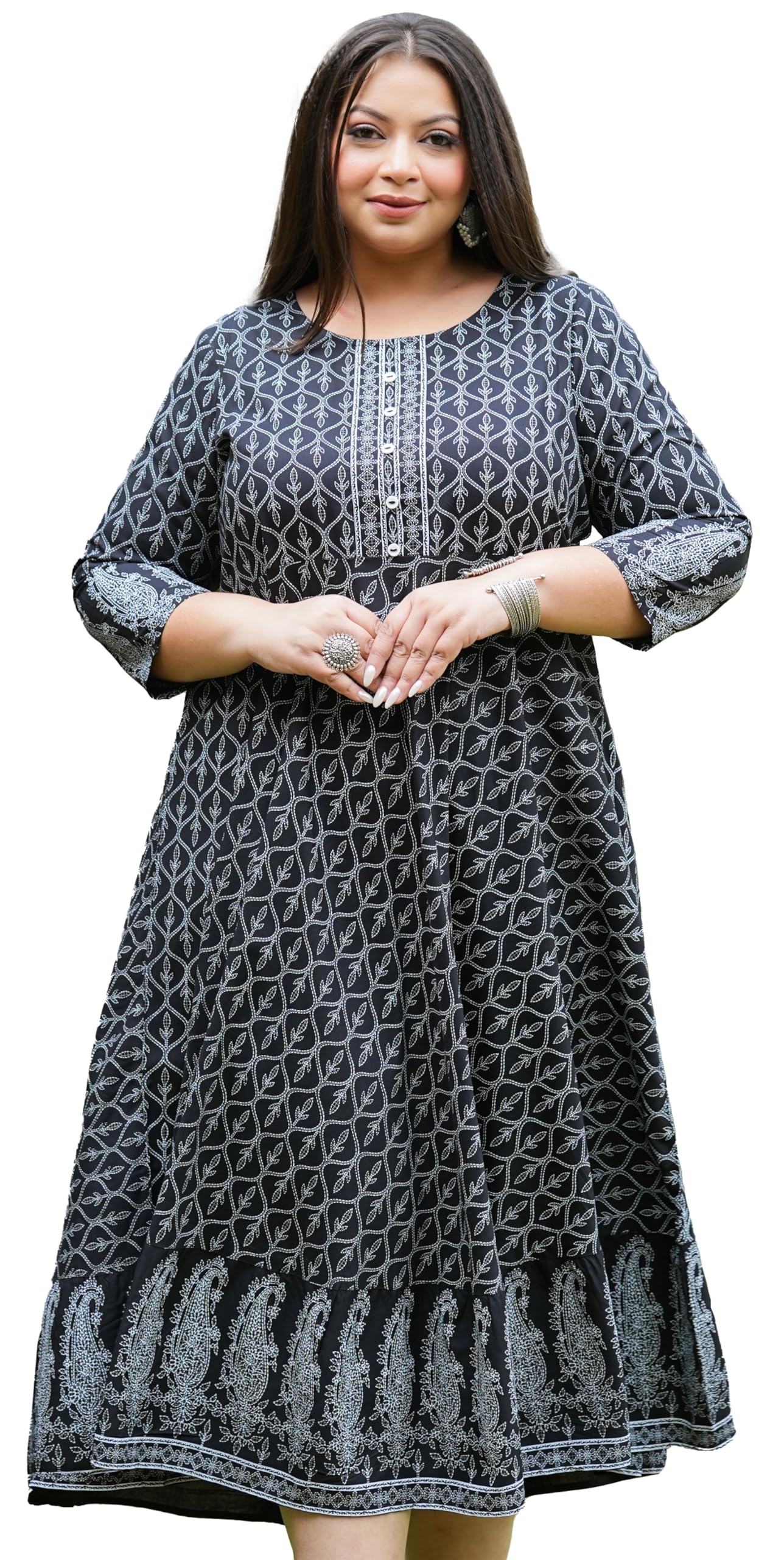 yash gallery Women's Rayon Regular Fit Casual Geomatrical Jamdani Printed Kurta-picture-29