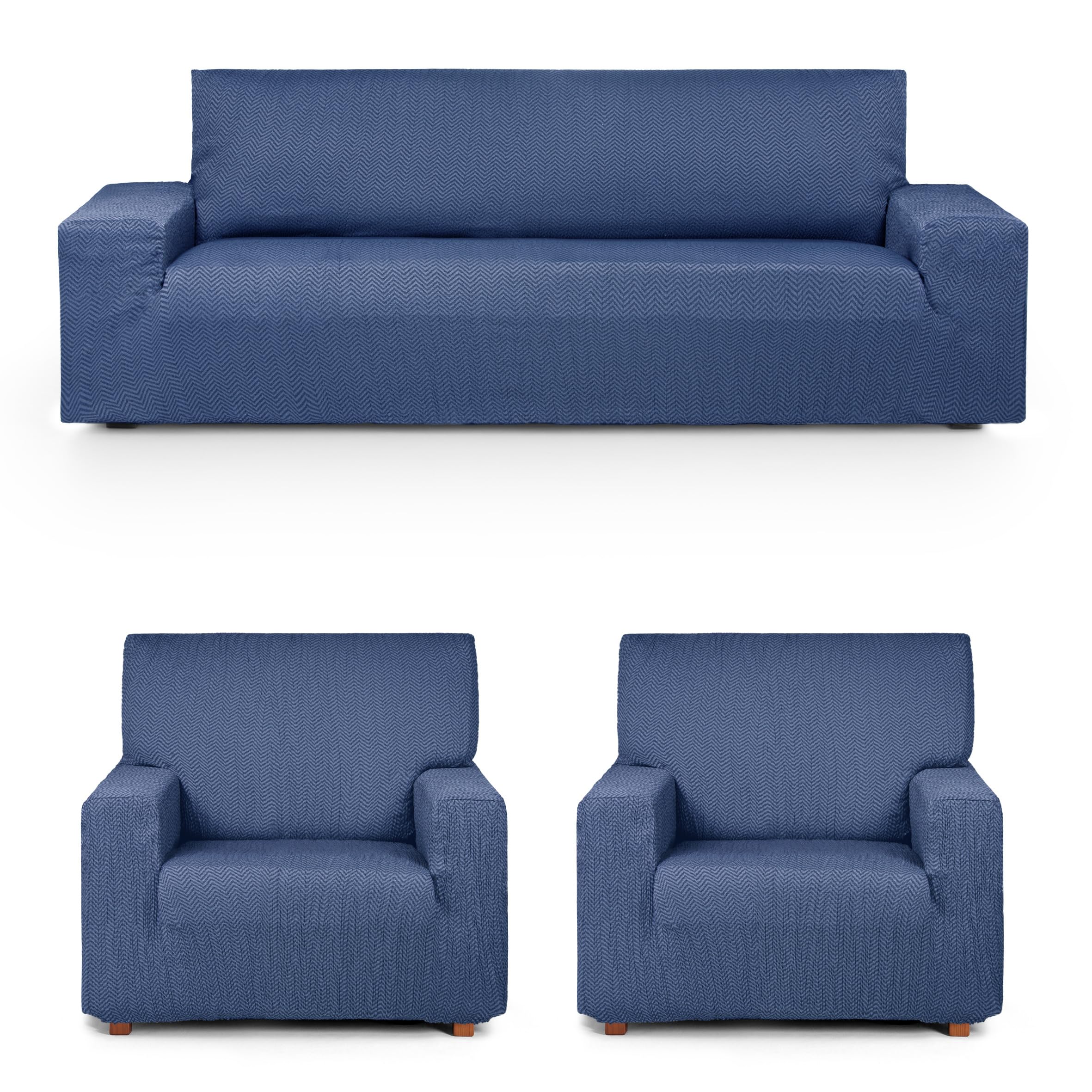 Housse de canapé extensible Eysa pack salon complet bleu Luz