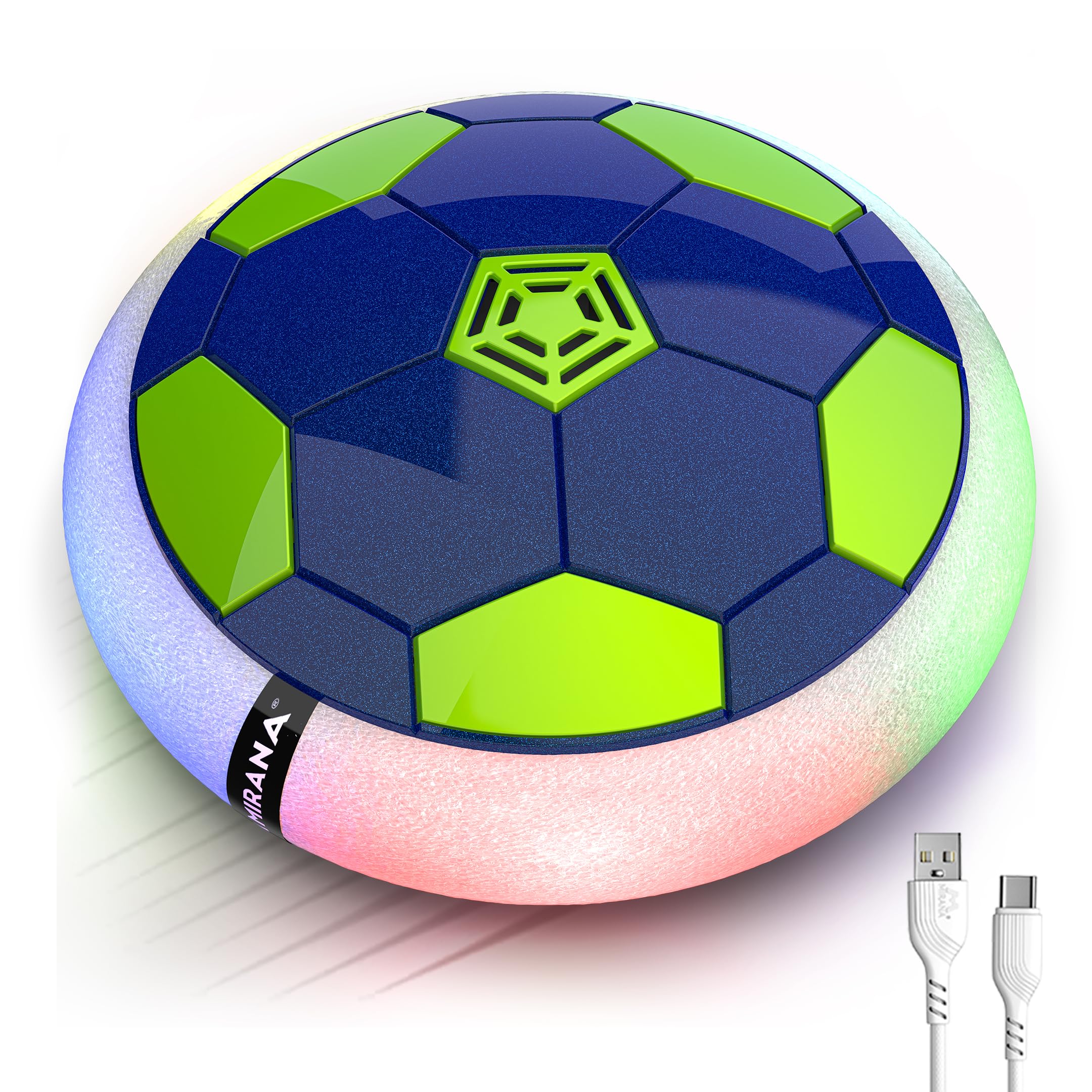 Sponsored Ad - Mirana C-Type USB Rechargeable Battery Powered Hover Football Indoor Floating Hoverball Soccer | Air Football Smart | Made in India Fun Toy Best Gift for Kids Boys and Girls 2-10 Years (Blue-Green)
