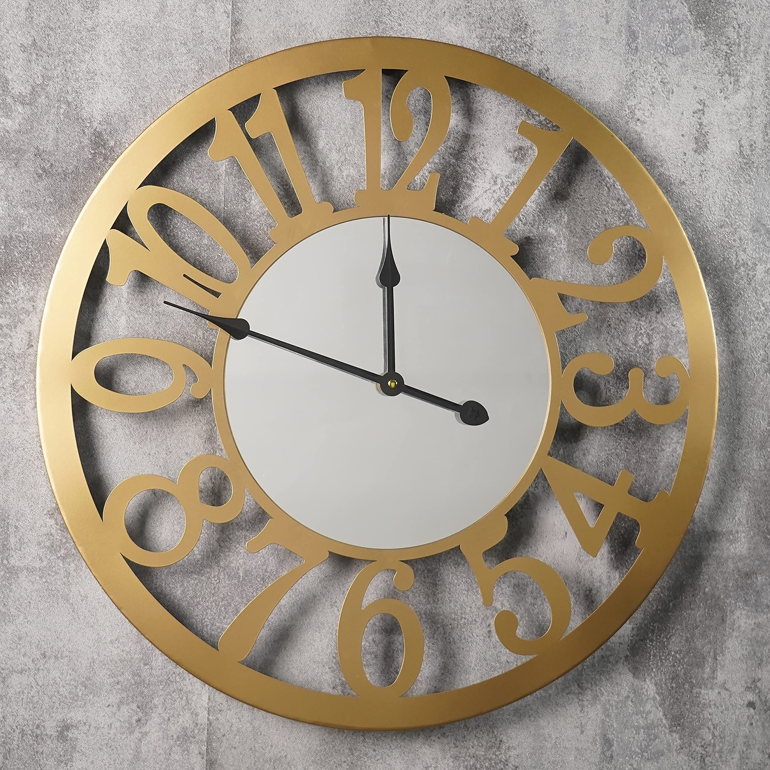 Large Metal Wall Clock Industrial Decorative Clocks for Living Room, Big Roman Numeral, Thicken Iron, Battery Operated,Strong Mechanism (24 INCH, Golden 3)