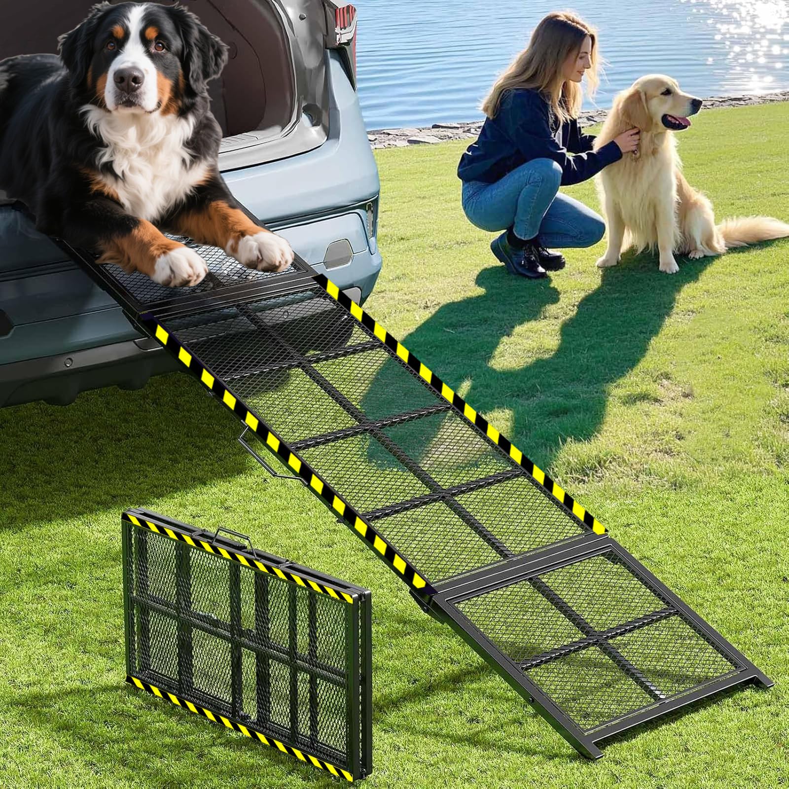 Rampe d'escalier pliable extra longue pour voitures, 190 cm, rampe d'escalier portable pour chien jusqu'à 180 kg, escalier pliable pour chiens de grande race, monter dans une voiture, un SUV, un