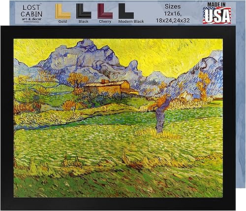Lost Cabin A Meadow in the Mountains Le Mas de Saint Paul de Vincent Van Gogh  Impresión en marco plano negro  Reproducción de pintura de obra fina