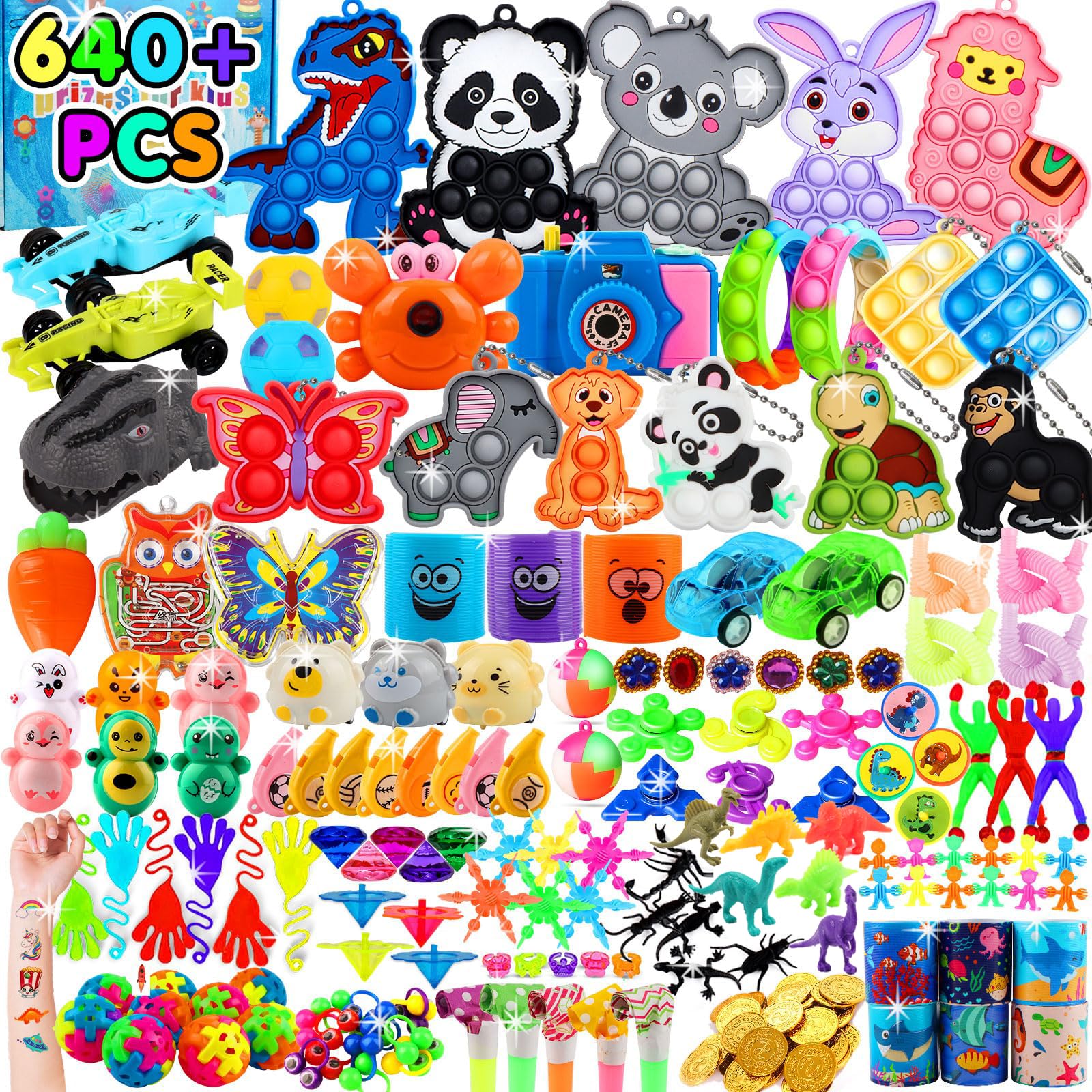 Kiss Monkey 640 PCS Prize Treasure Box Toys for Classroom, Party Favors for Kids 8-12, Fidget Toys Bulk, Goodie Bags Stuffers for Kids, Birthday Gifts, Pinata Stuffers, Carnival Prizes