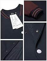 Vista 5 de COOFANDY - Chaqueta universitaria, estilo aviador para hombre, hecha de algodón, casual y ajustada