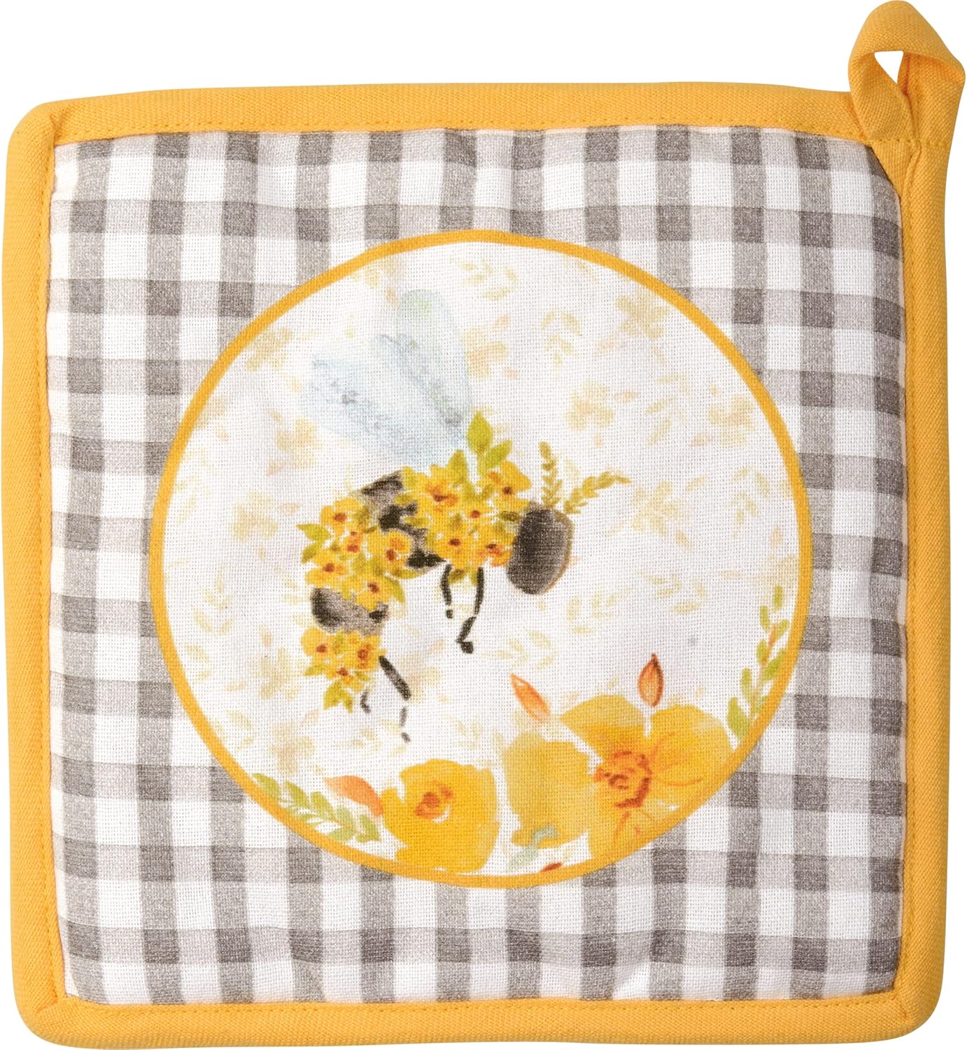 Primitives by Kathy Watercolor Bee & Floral Design Oven Mitt & Pot Holder Kitchen Set