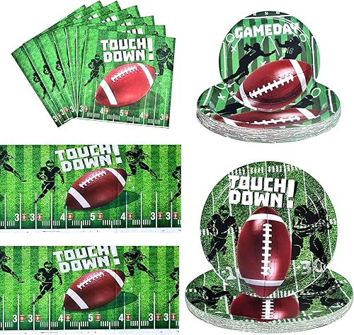 74 piezas de suministros de fiesta de fútbol para cumpleaños, decoración de fiesta de fútbol, incluyendo platos de postre de cena, servilletas y