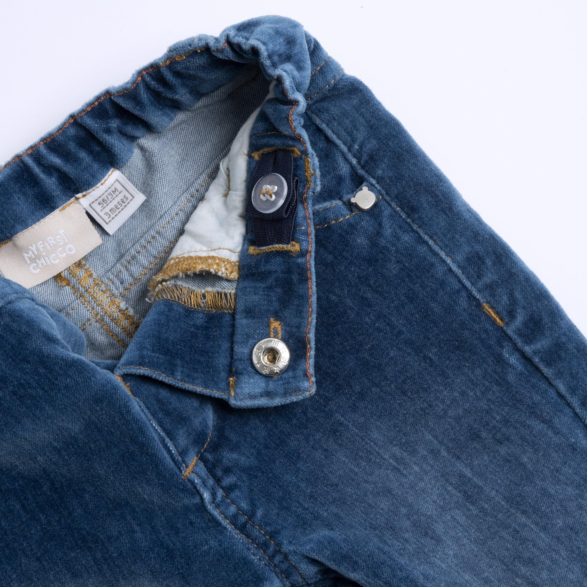 Chicco, Pantalón para Bebé de Terciopelo Suave Efecto Jeans, Azul