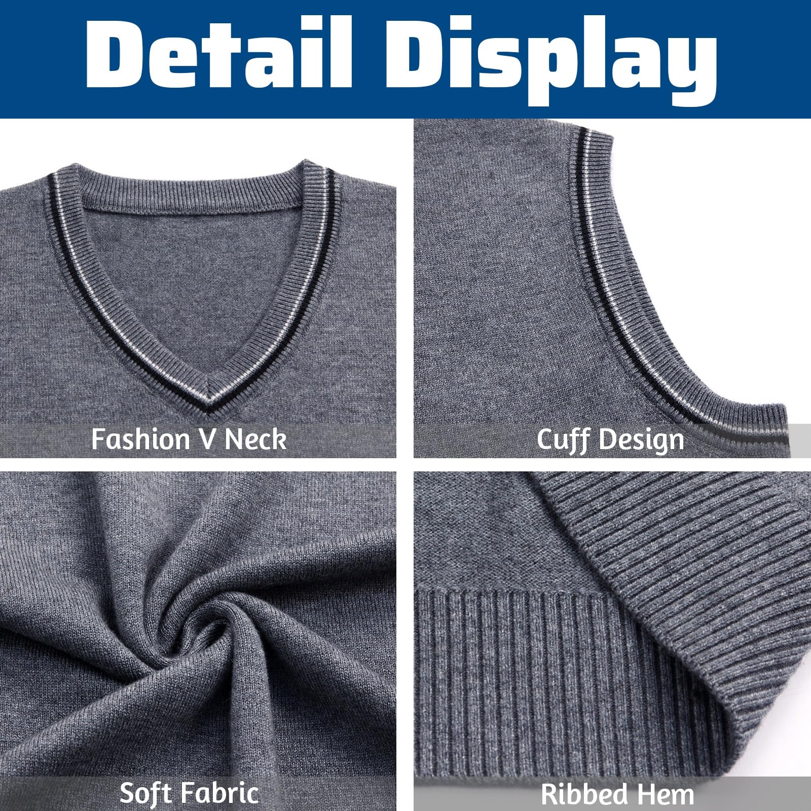 Gilet da Uomo Inverno V-Collo Senza Maniche Classico attività Commerciale Maglieria Panciotto Maglione Canotte Smanicato Pullunder per Autunno Inverno