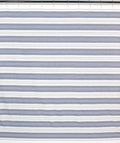 Miniatura 8 de Serafina Home Cortina de ducha náutica de tela azul y blanca de cambray algodón de lujo hotel raya con ojales detallados armadura decorativa (azul