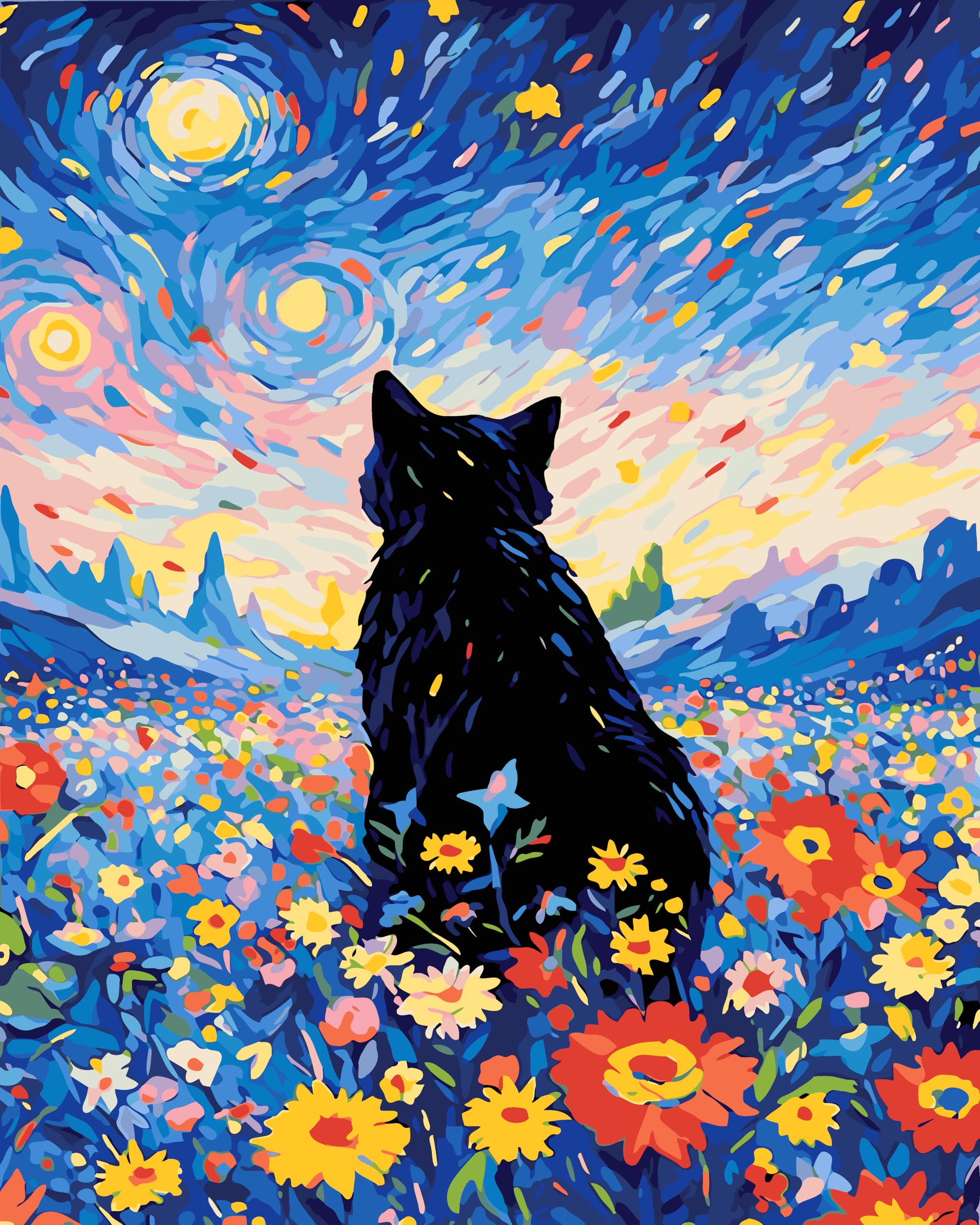 Paint by Numbers Kit - Abstract Cat Painting -9