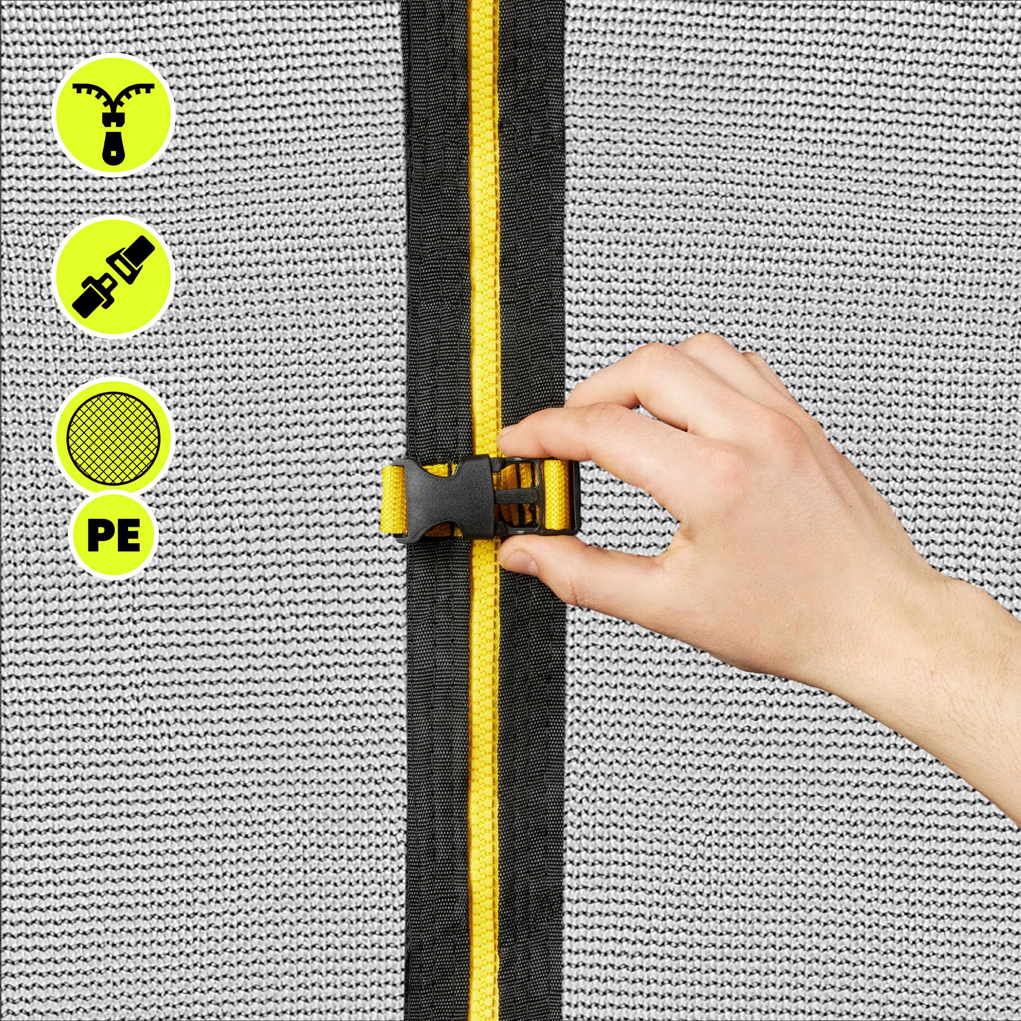 Hypermotion Trampoline Exterieur Enfant 3 Ans 244/305/366/430/487 cm Séchage Rapide et Déperlant – Excellente Élasticité de Saut – Trampoline de Jardin avec Filet de Sécurité